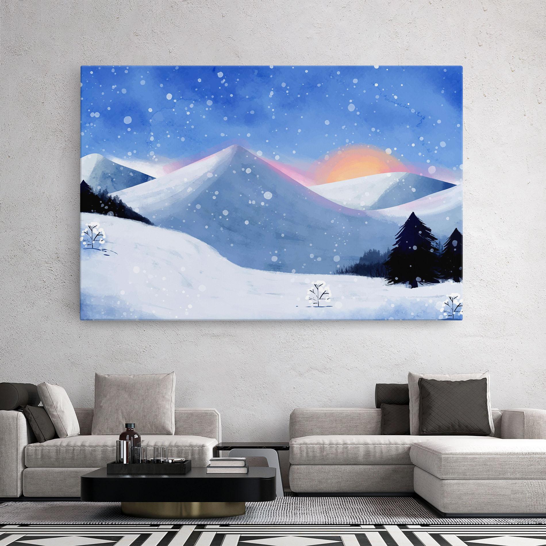 Картина на платно Mountain Snow Art mockup 2