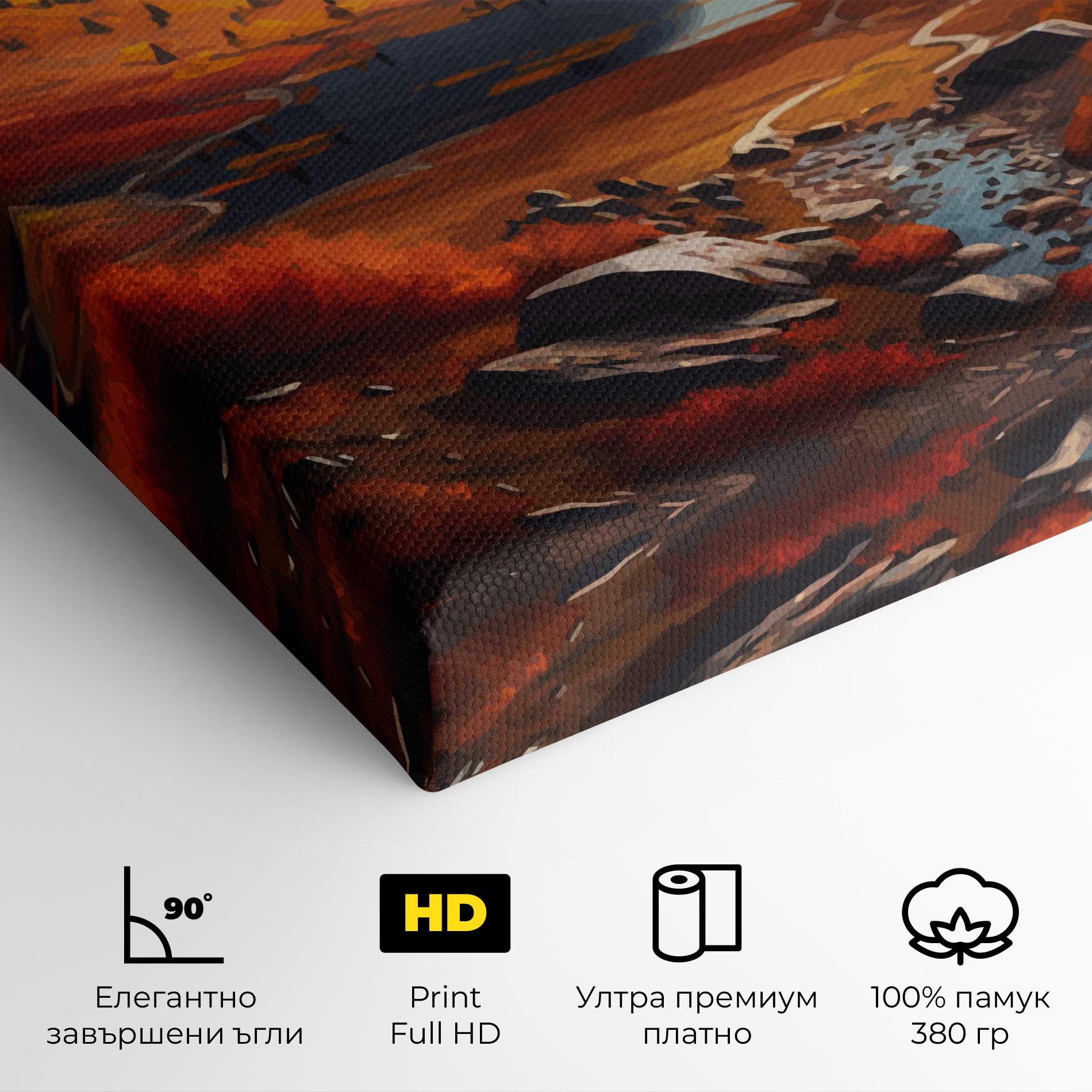 Картина на платно Autumn Field Lake mockup 4