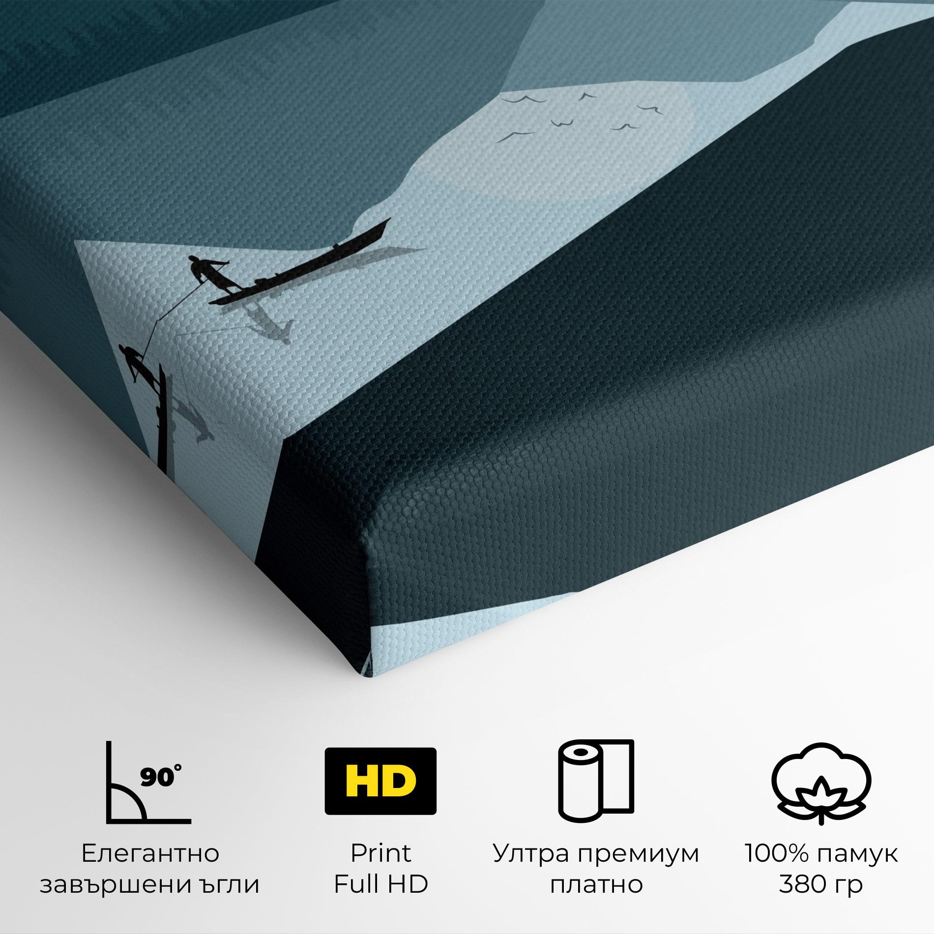 Картина на платно Blue Light Lake mockup 4