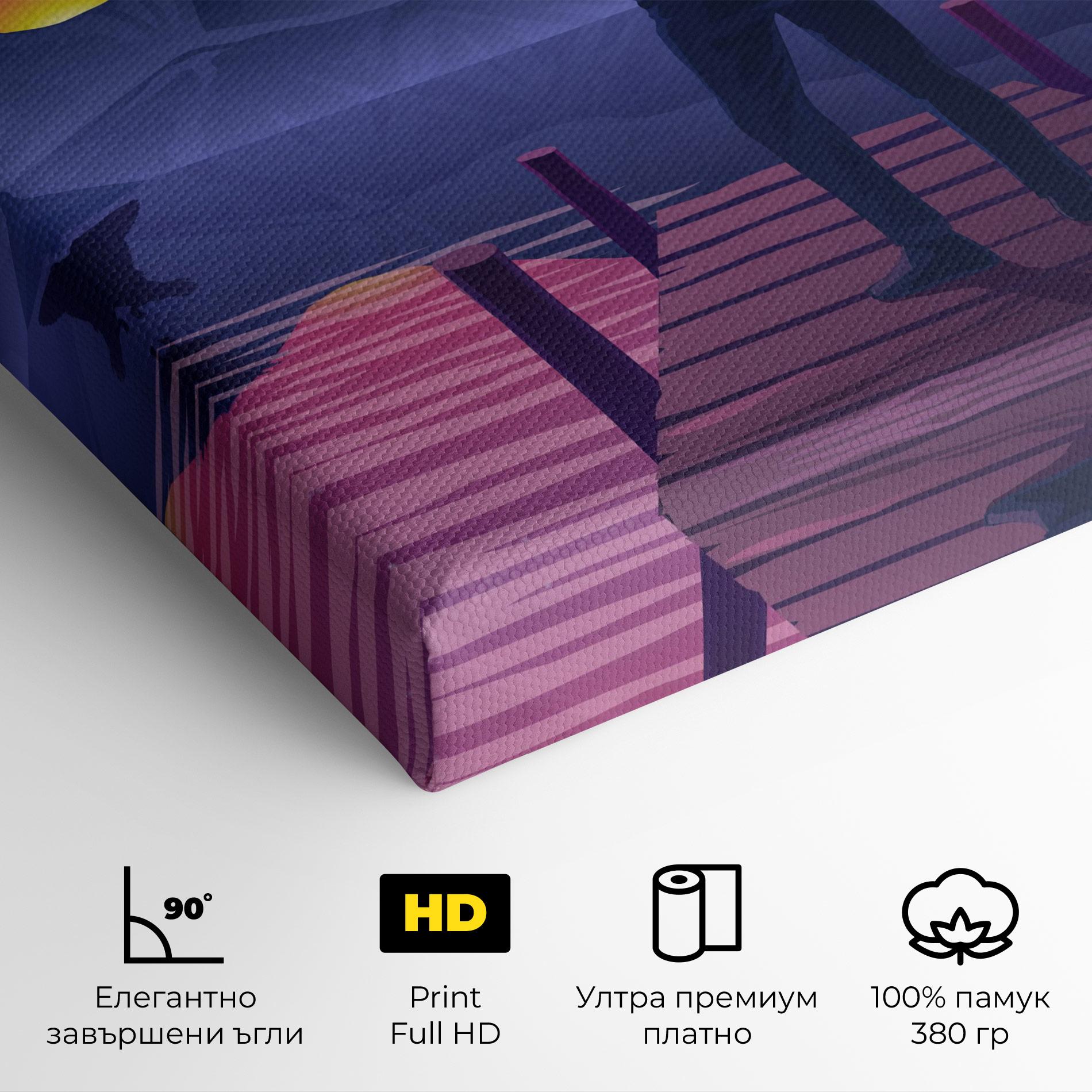 Картина на платно Lake Pink Night mockup 4