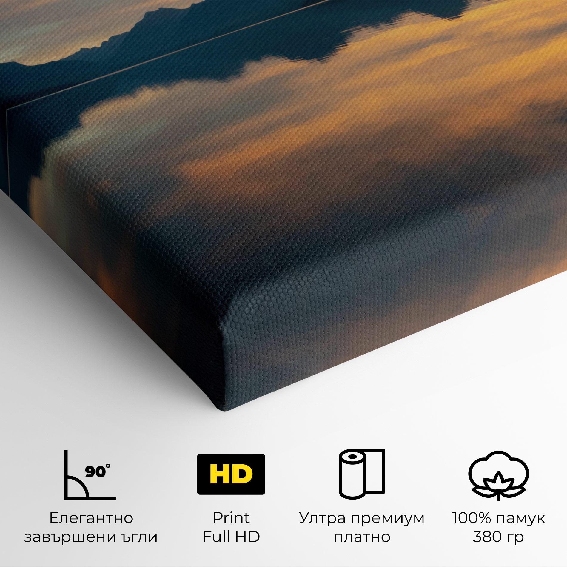 Картина на платно Orange Light Lake mockup 4