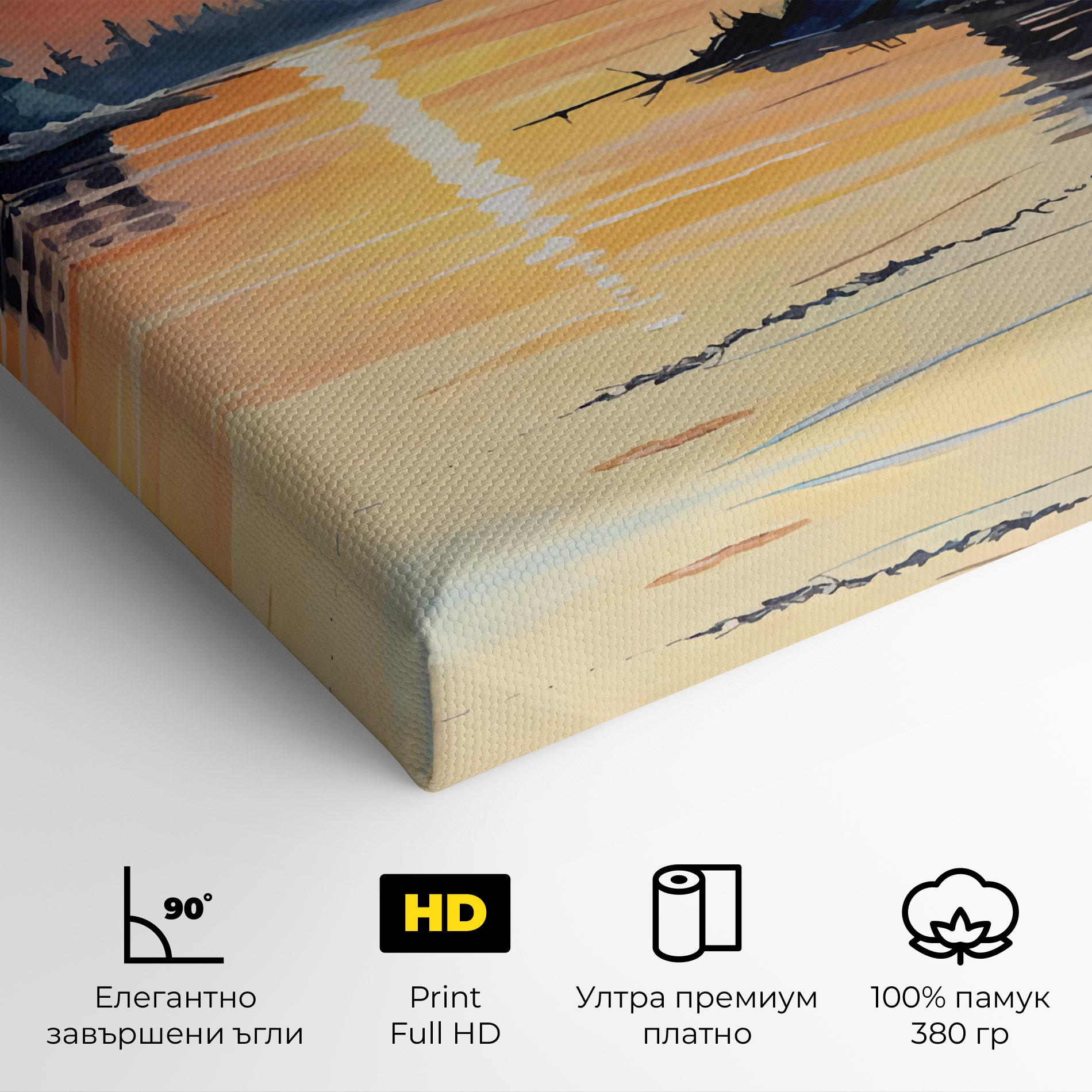 Картина на платно Tree Shadow Lake mockup 4