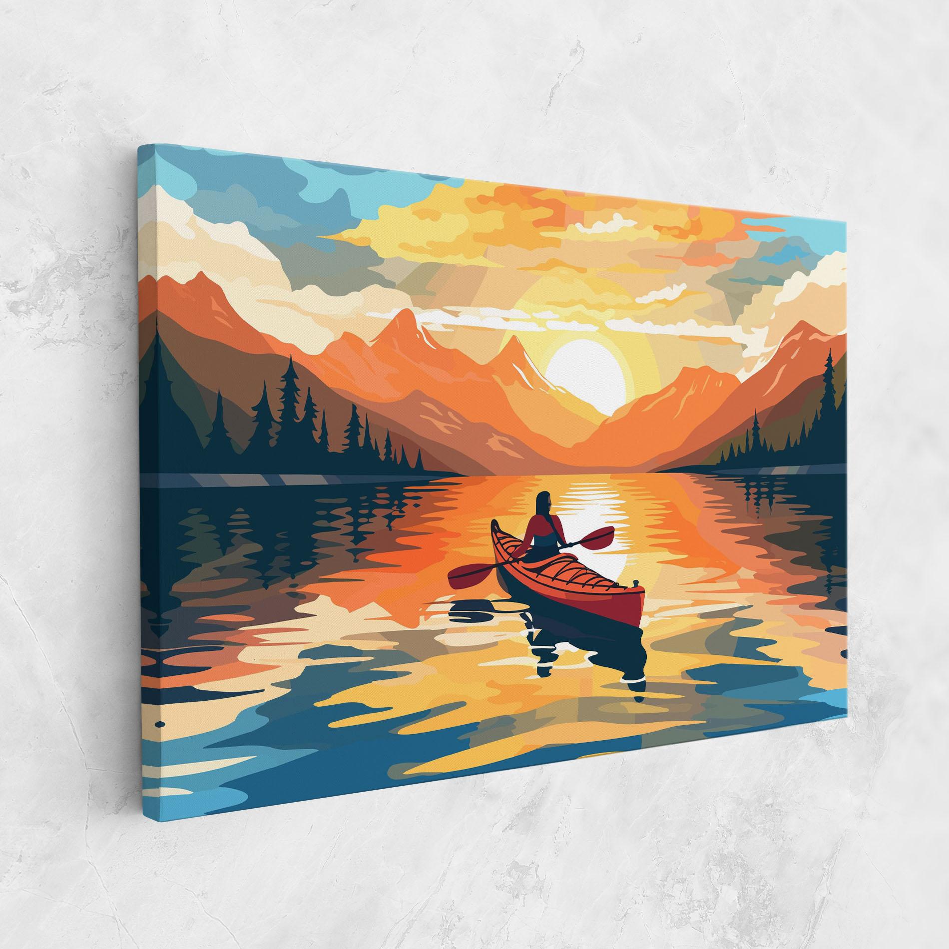 Картина на платно Boat Sunset Woman mockup 1