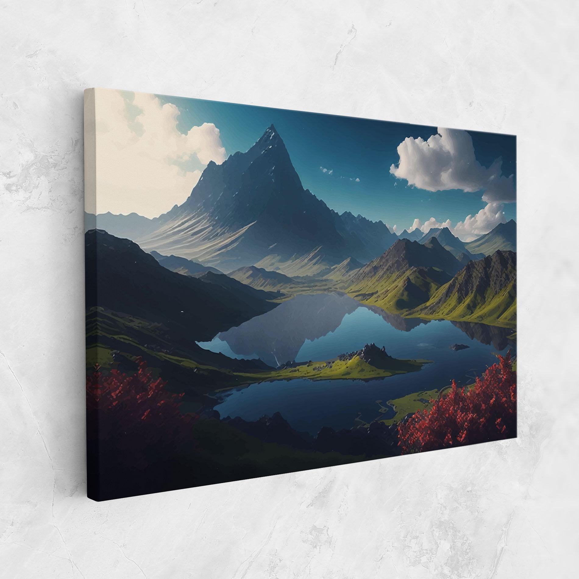 Картина на платно Red Flower Lake mockup 1