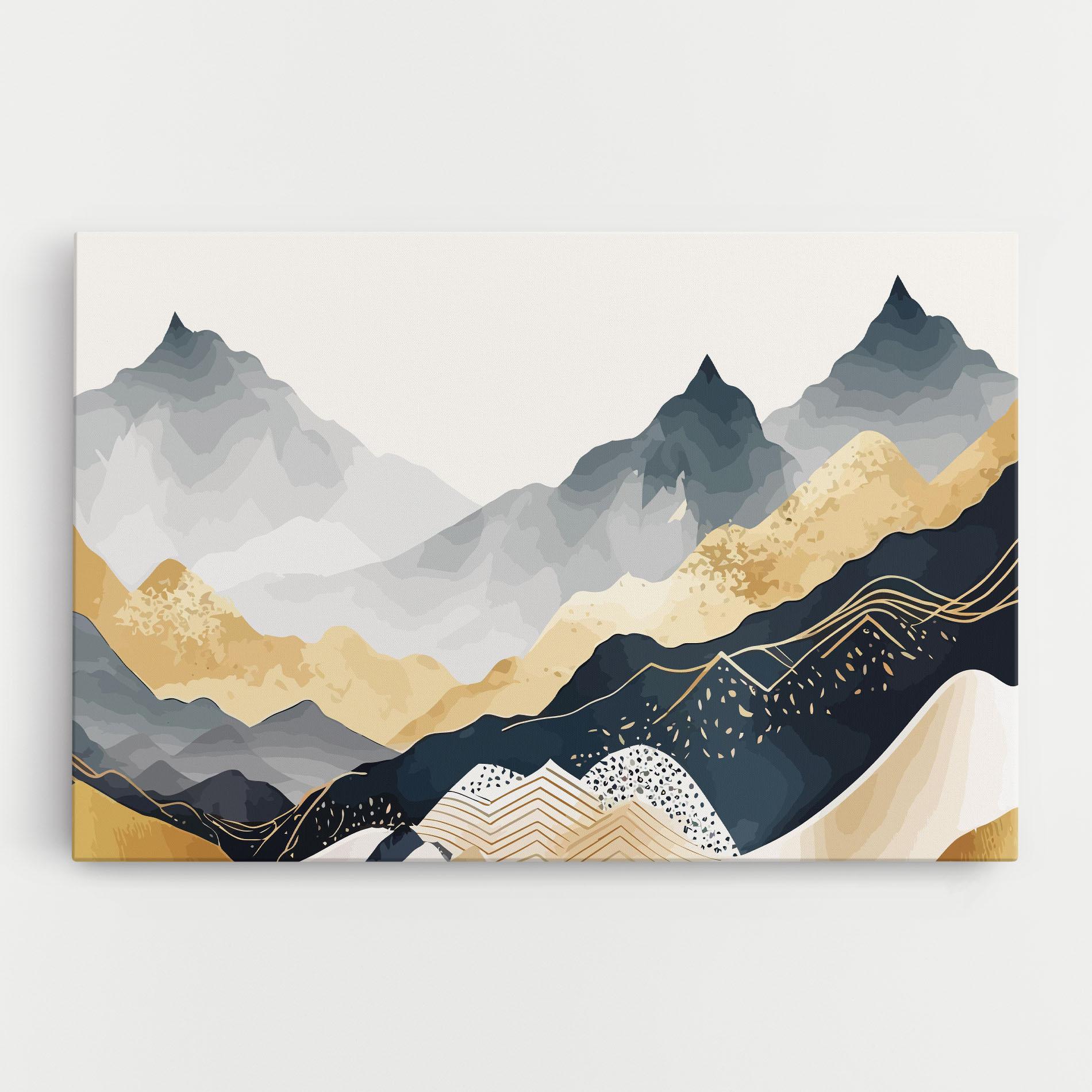 Картина на платно Gold Grey Mountain mockup 0