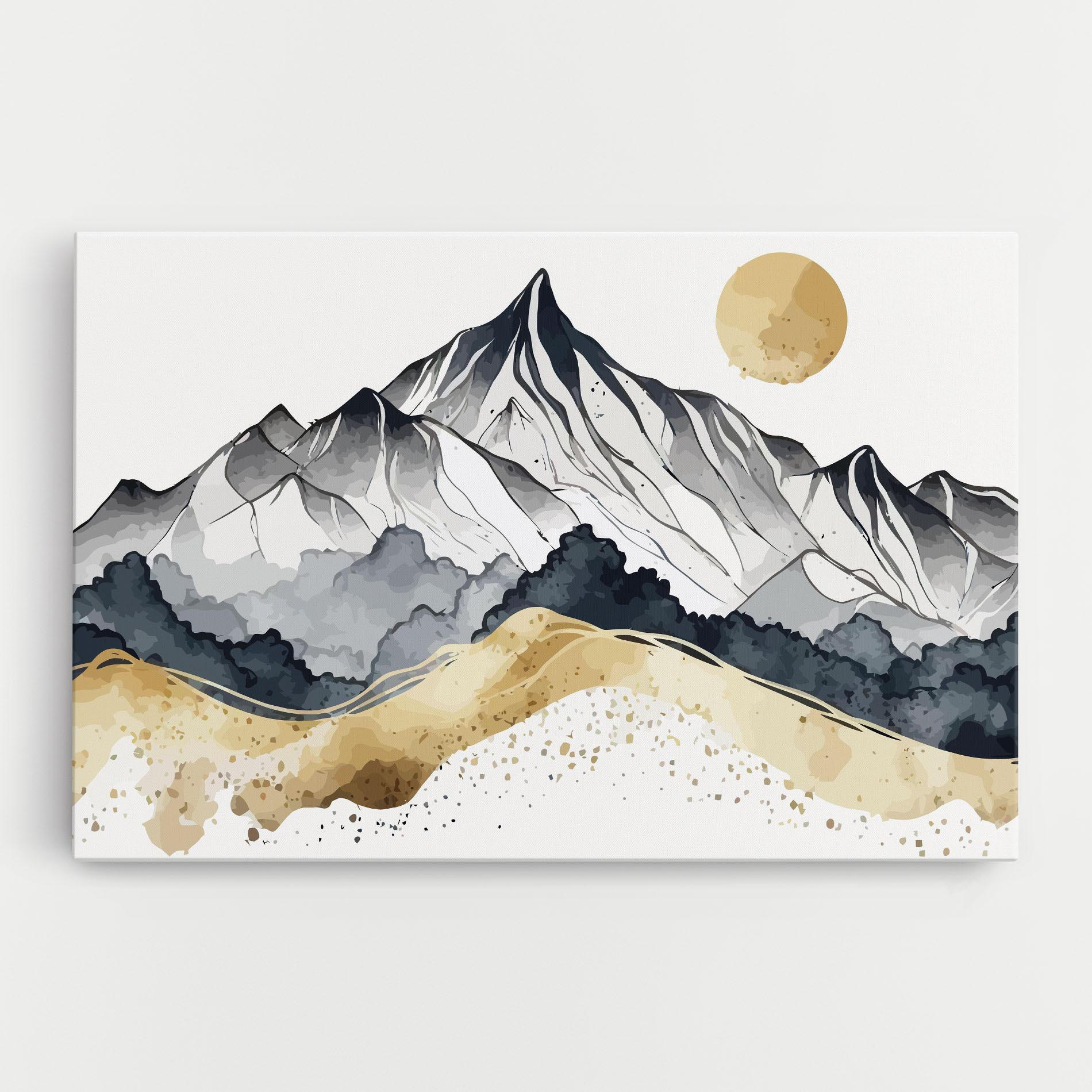 Картина на платно Grey Gold Mountain mockup 0