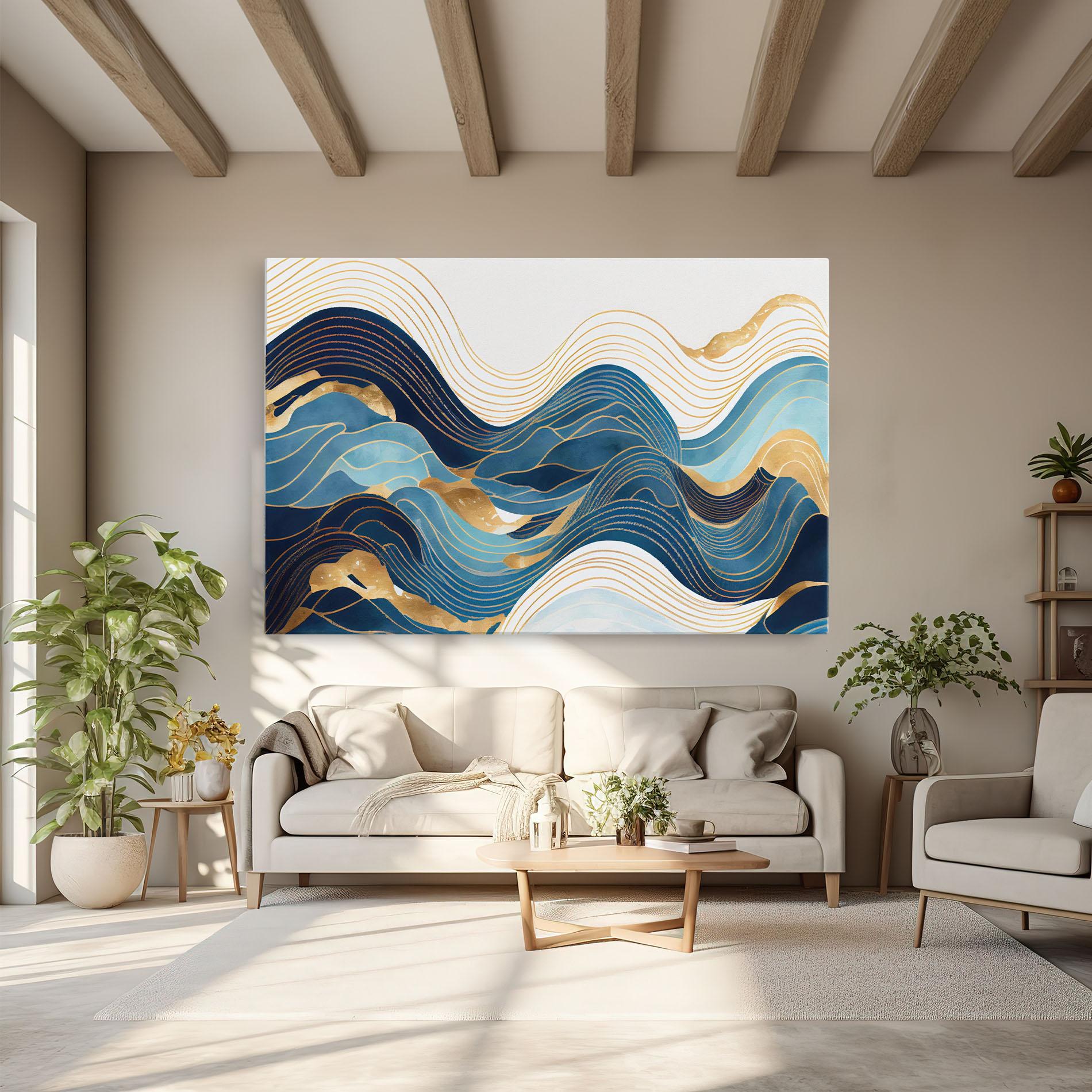 Картина на платно Blue Wave Mountain mockup 6