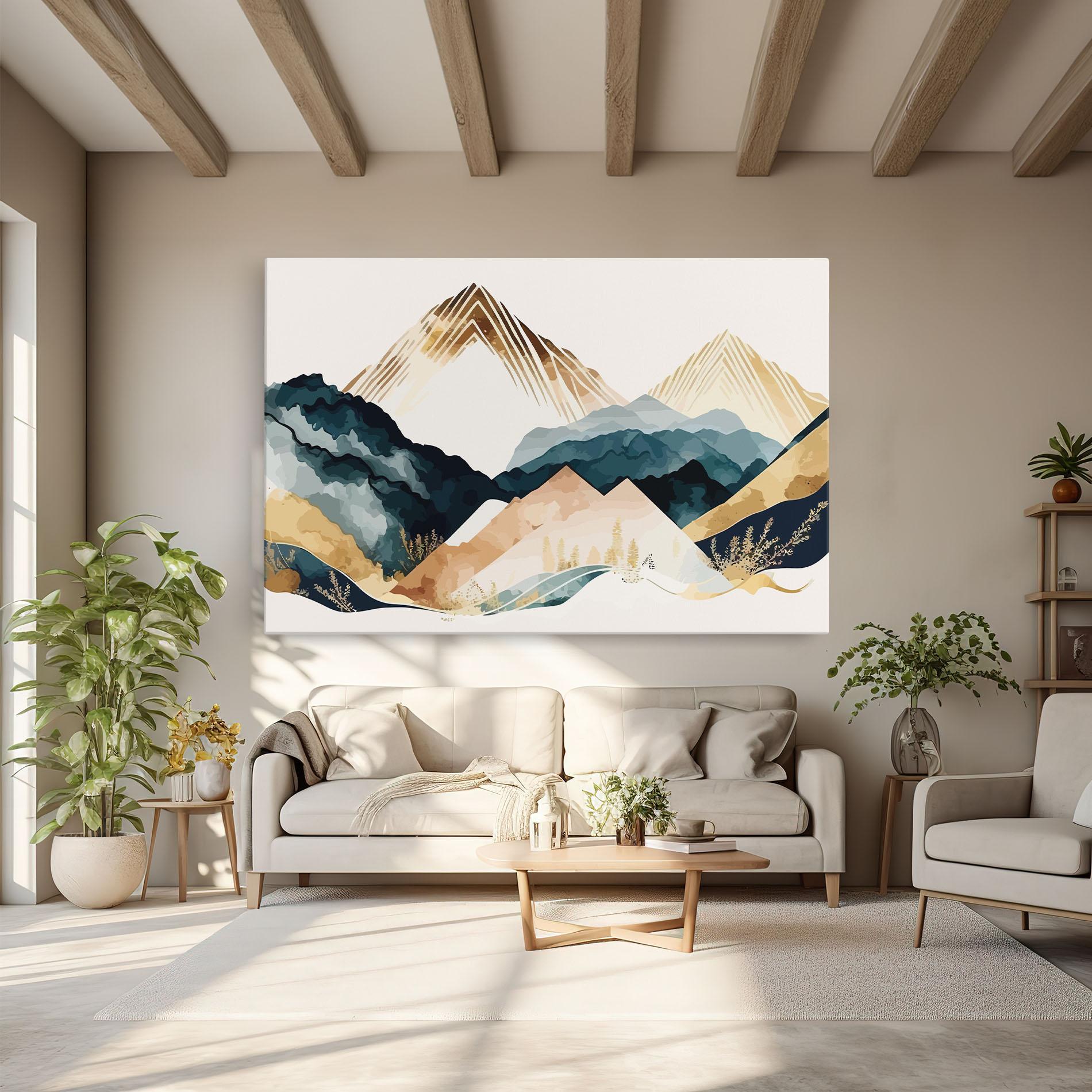 Картина на платно Gold Green Mountain mockup 6