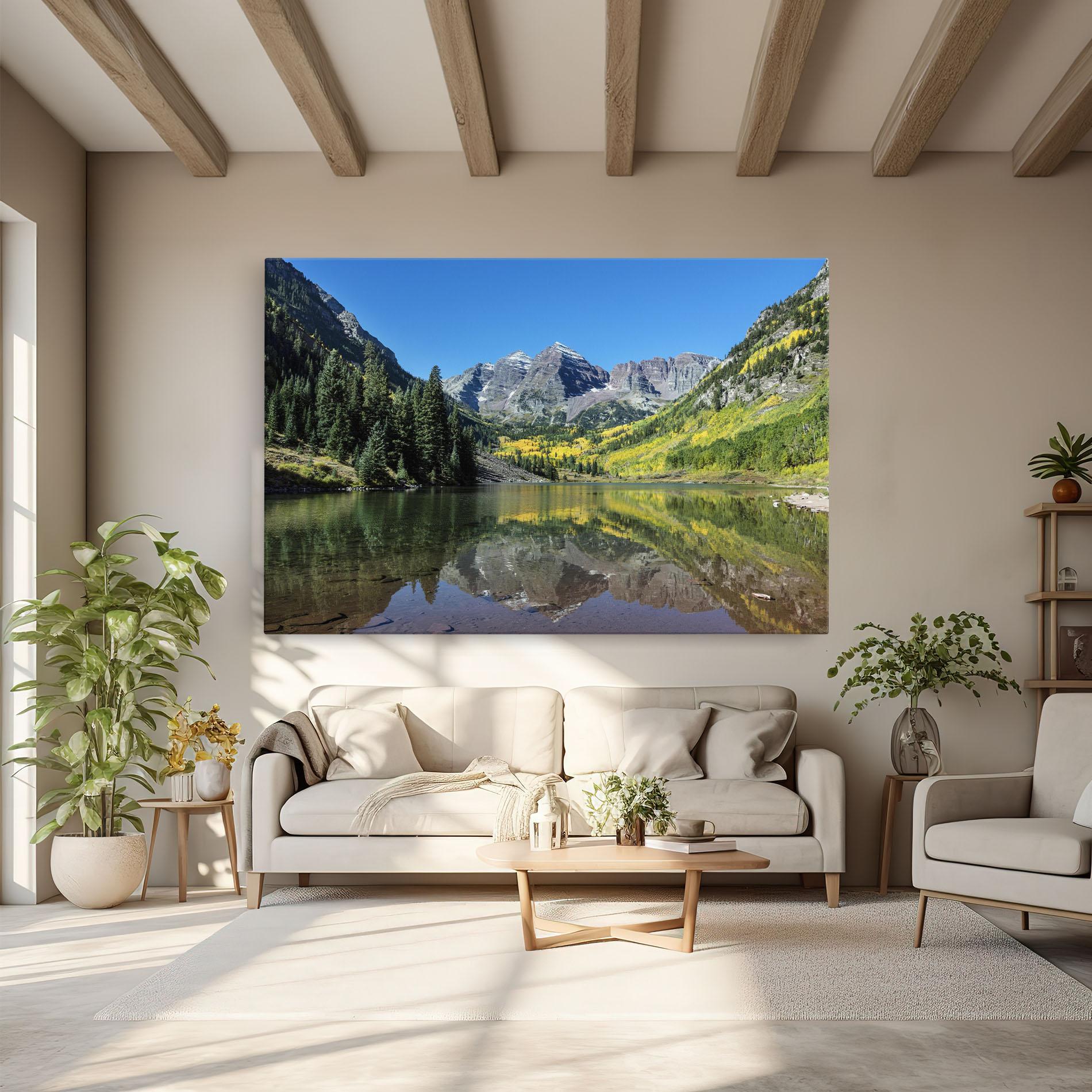 Картина на платно Lake Green Mountain mockup 6