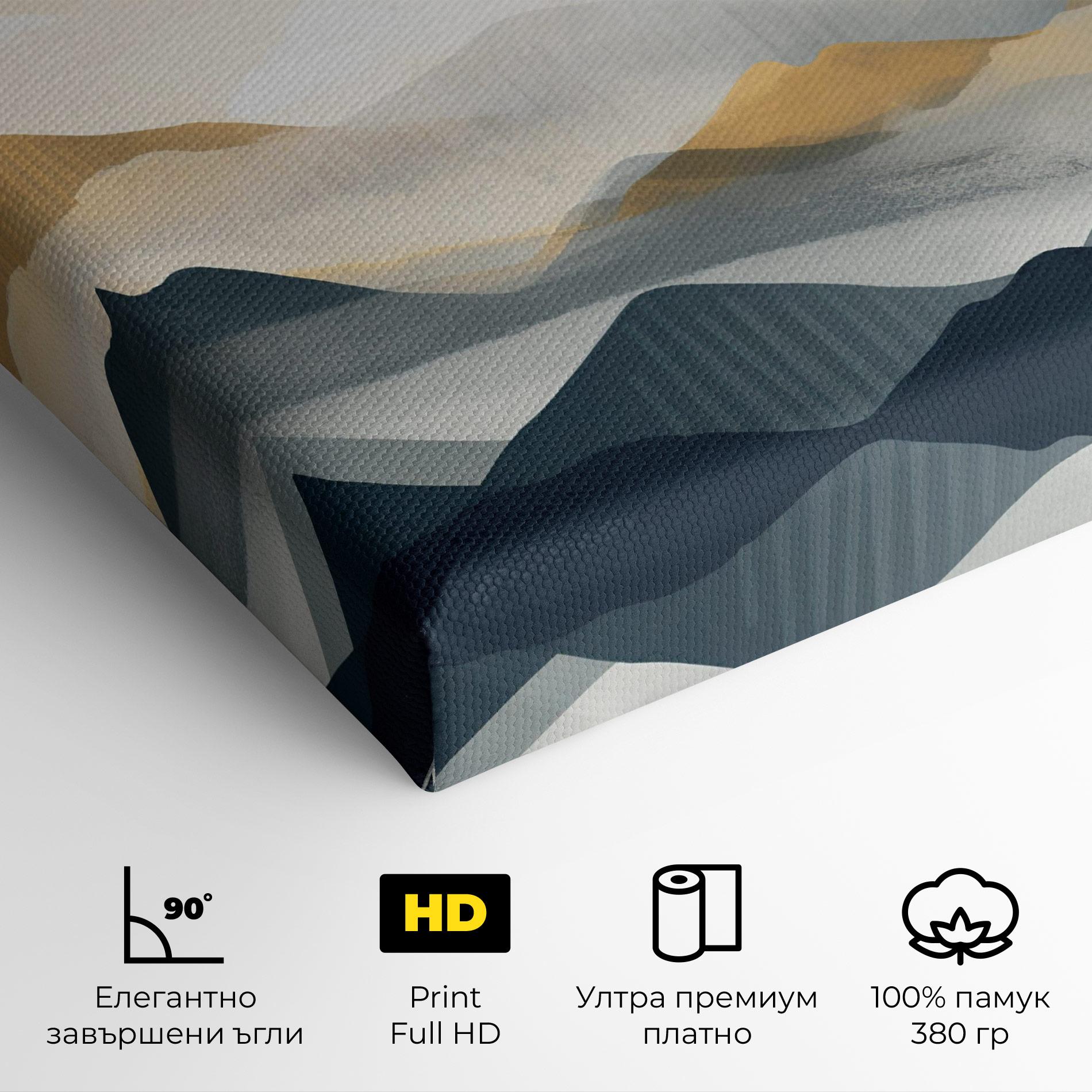 Картина на платно Gold Foggy Blue mockup 4