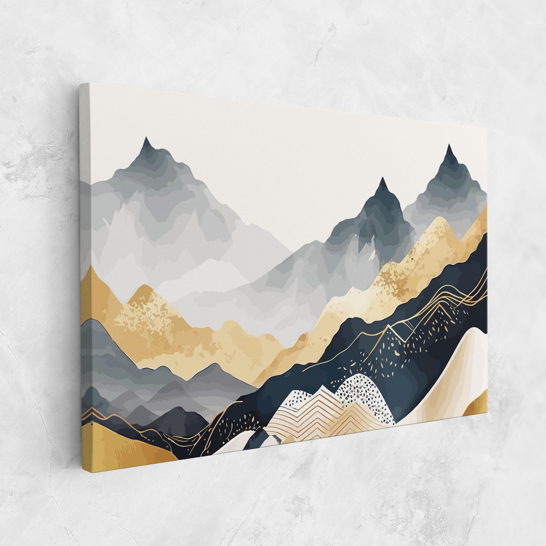 Картина на платно Gold Grey Mountain mockup 1