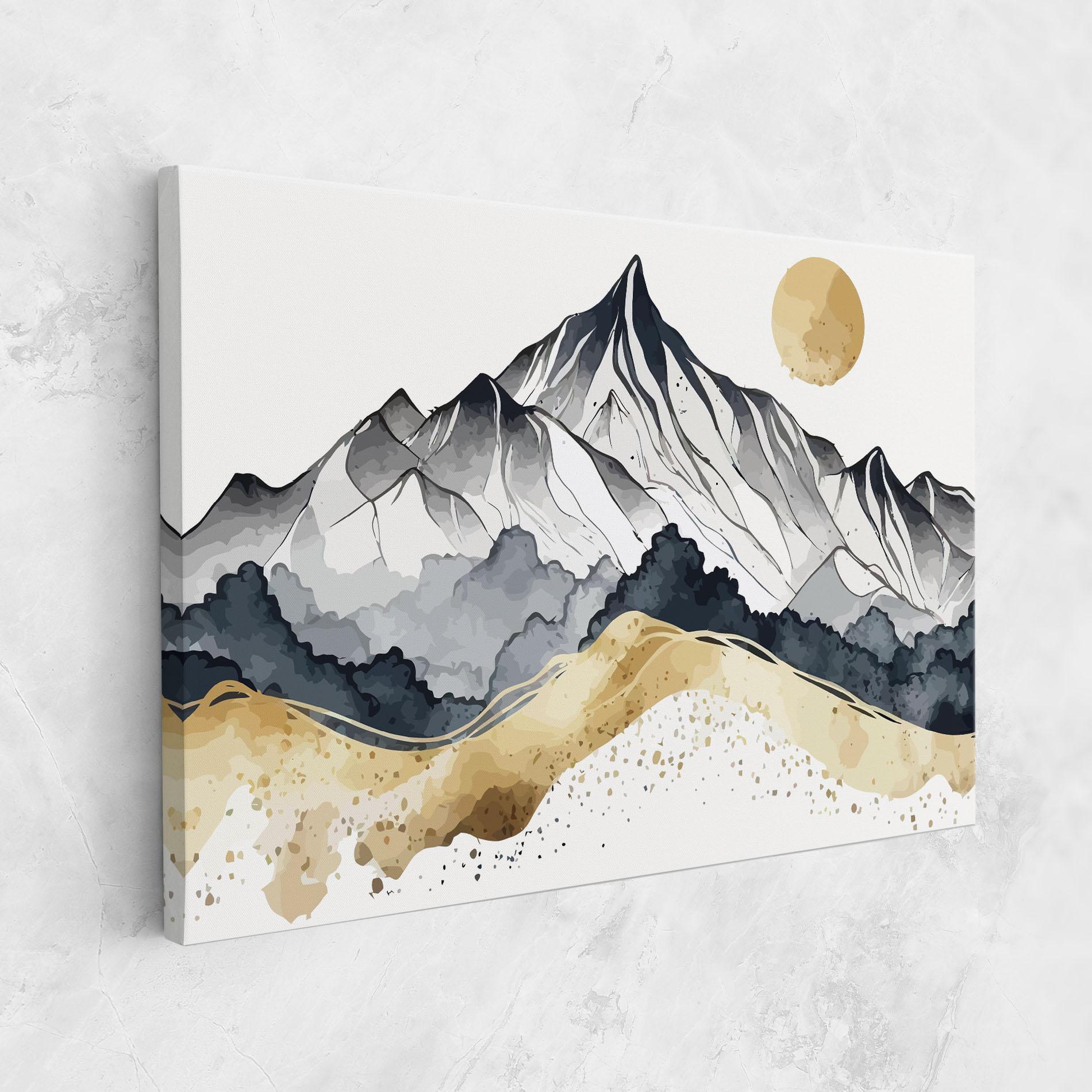Картина на платно Grey Gold Mountain mockup 1