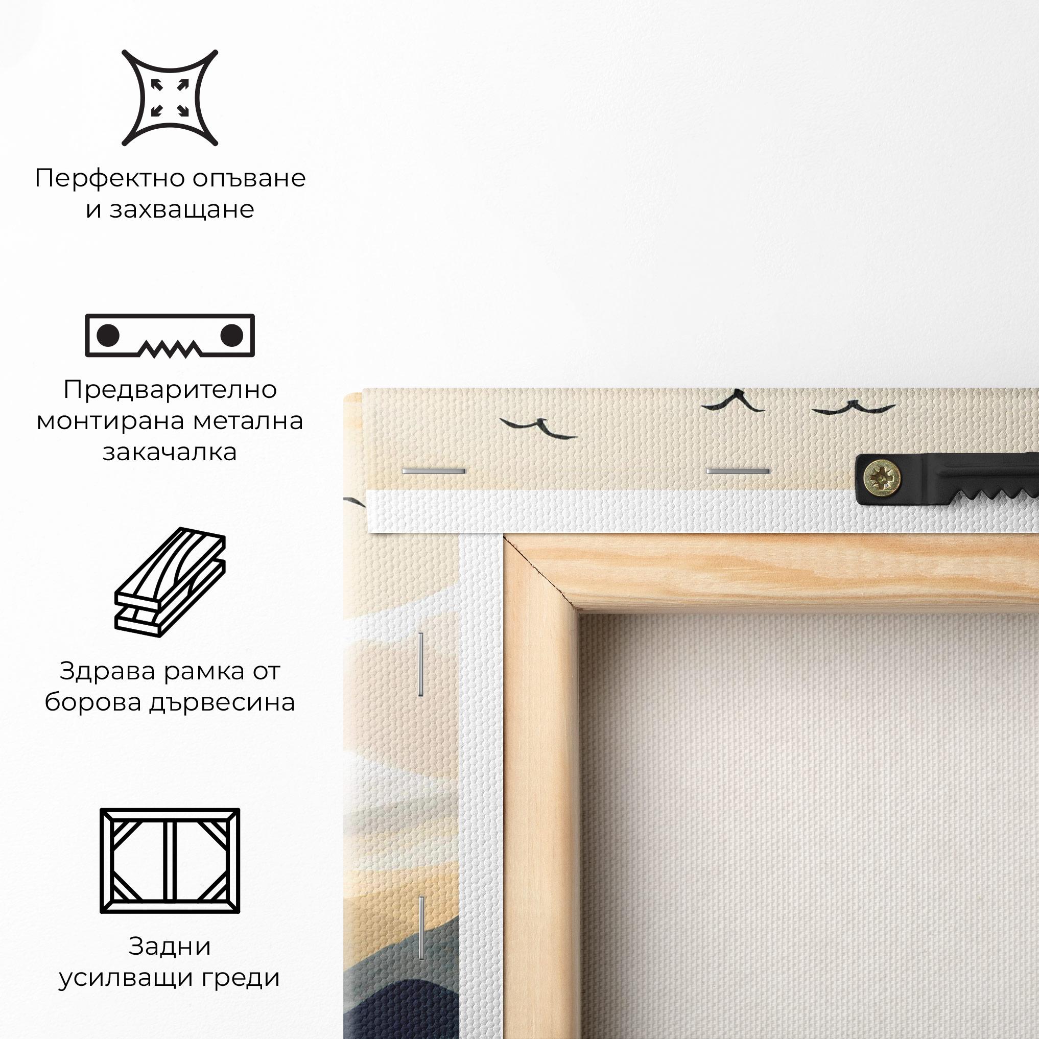 Картина на платно Gold Foggy Blue mockup 5