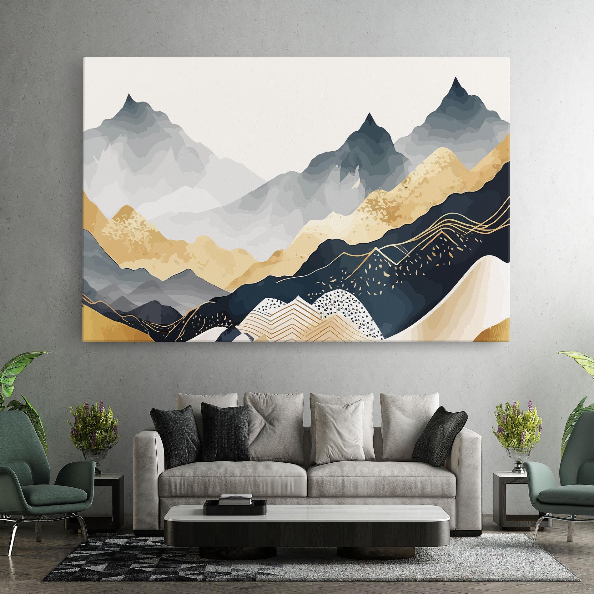 Картина на платно Gold Grey Mountain mockup 7