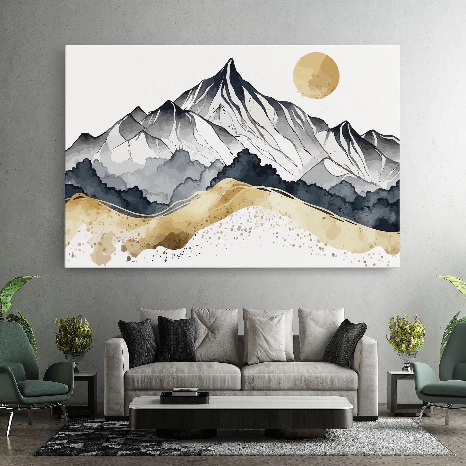 Картина на платно Grey Gold Mountain mockup 7