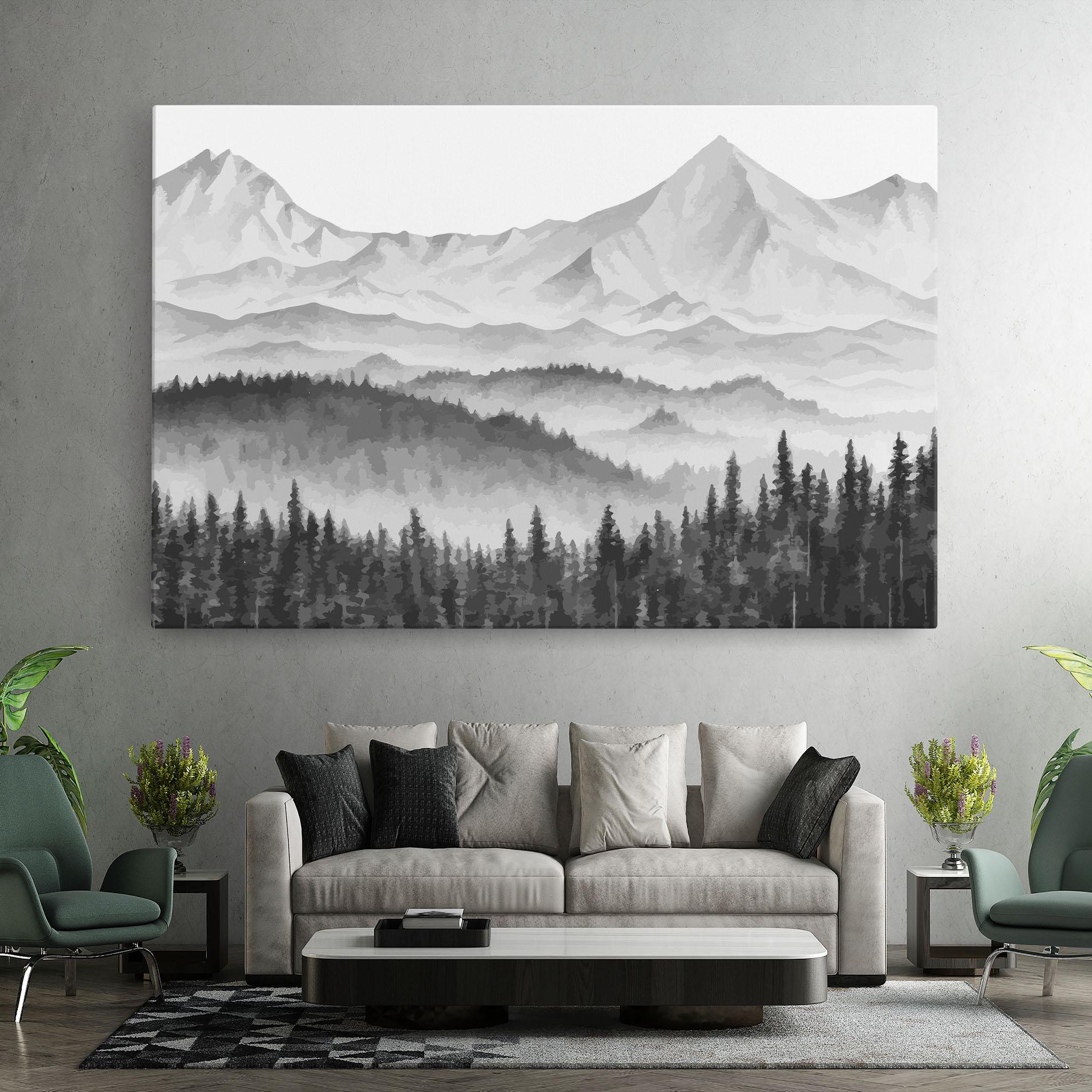 Картина на платно Grey Mountain Drawing mockup 7