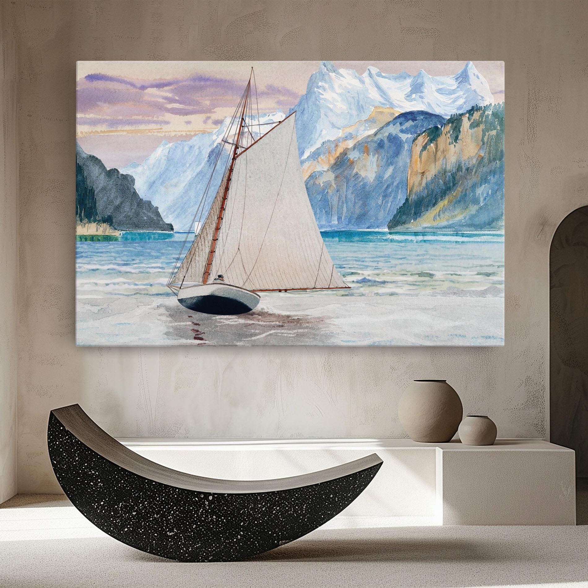 Картина на платно Boat Mountain View mockup 8