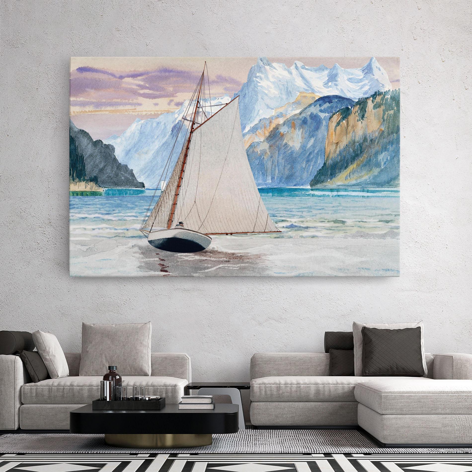 Картина на платно Boat Mountain View mockup 2