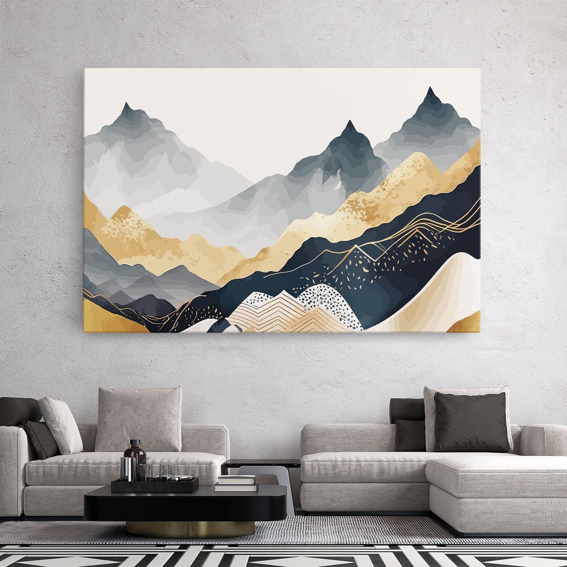 Картина на платно Gold Grey Mountain mockup 2