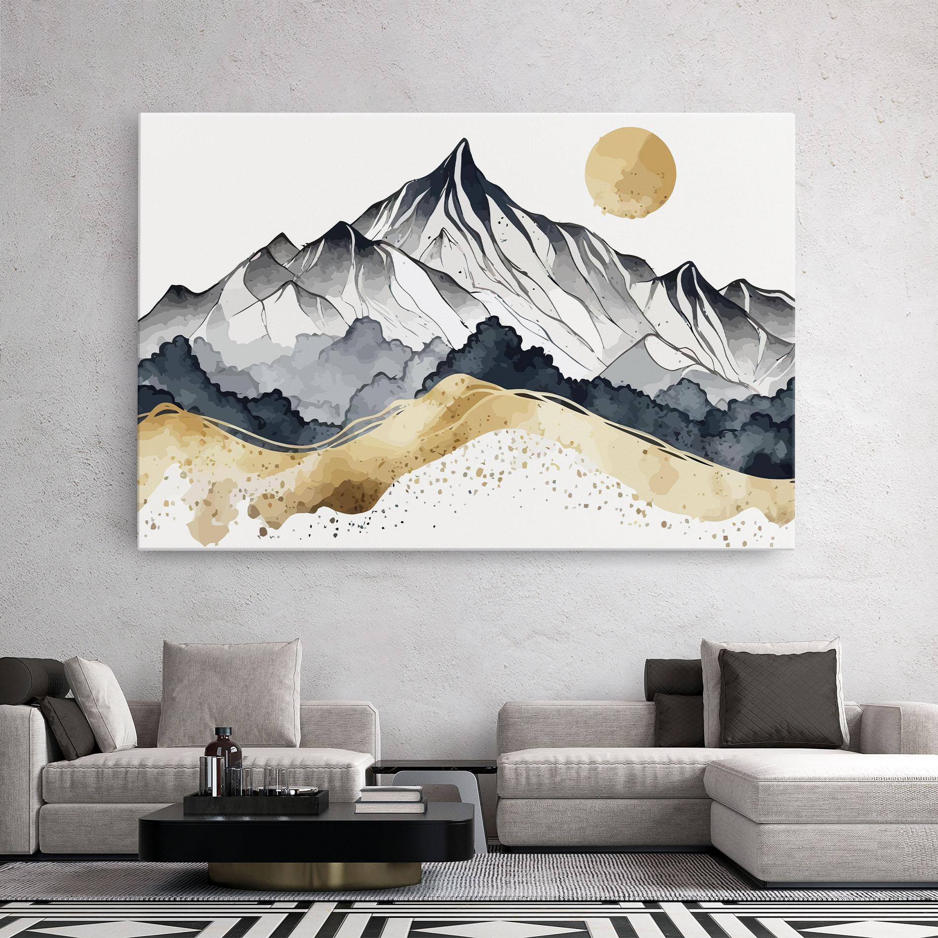 Картина на платно Grey Gold Mountain mockup 2