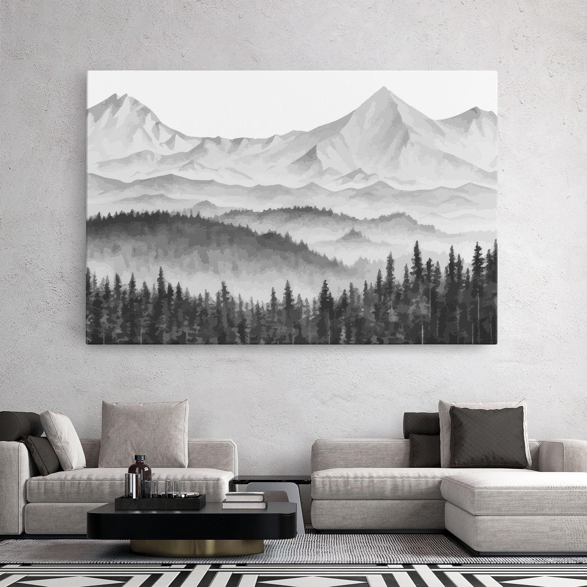 Картина на платно Grey Mountain Drawing mockup 2
