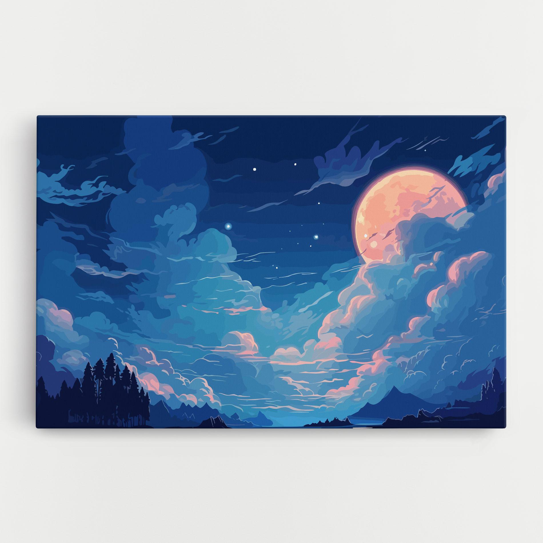 Картина на платно Blue Cloud Moon mockup 0