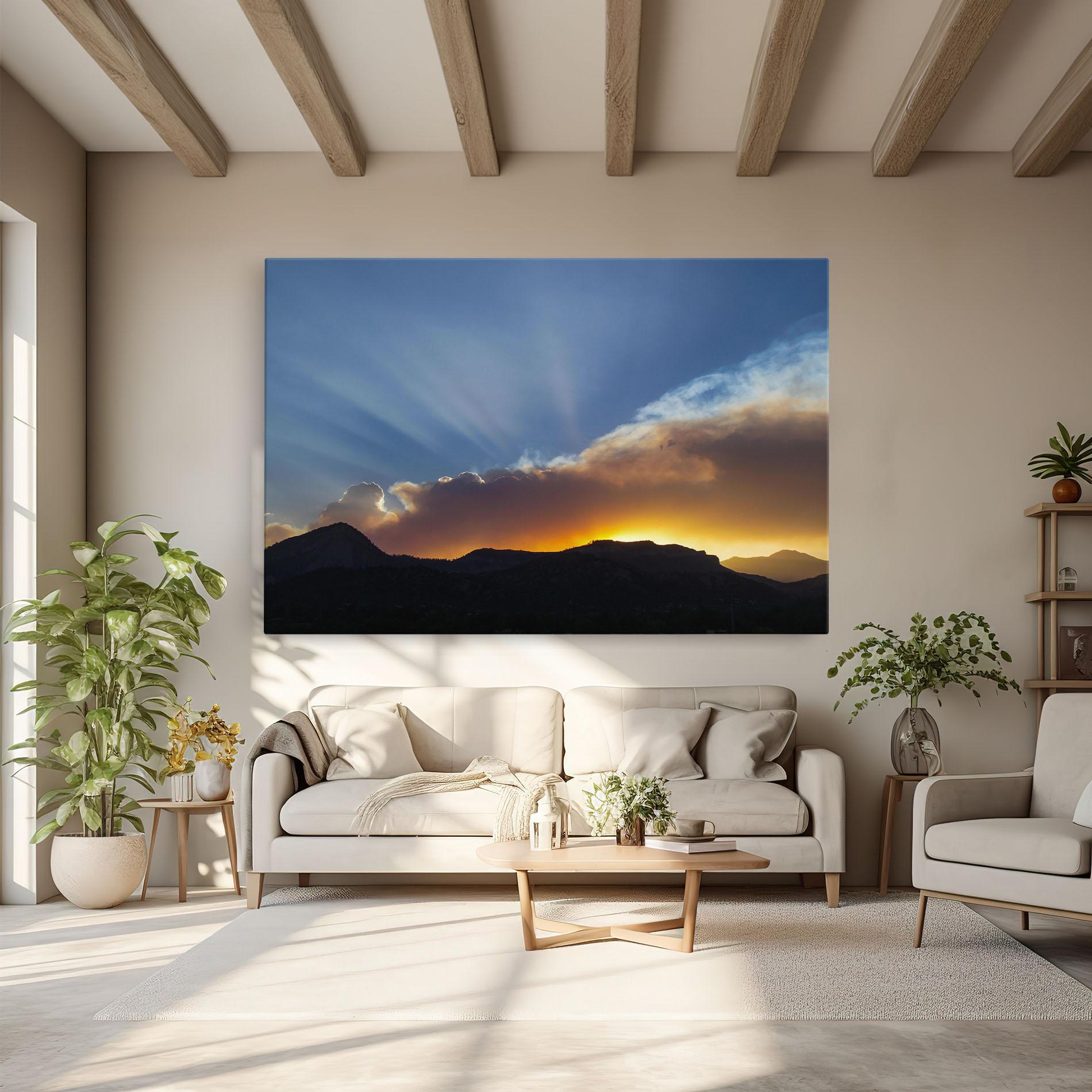 Картина на платно Mountain Silhouette Sunrise mockup 6