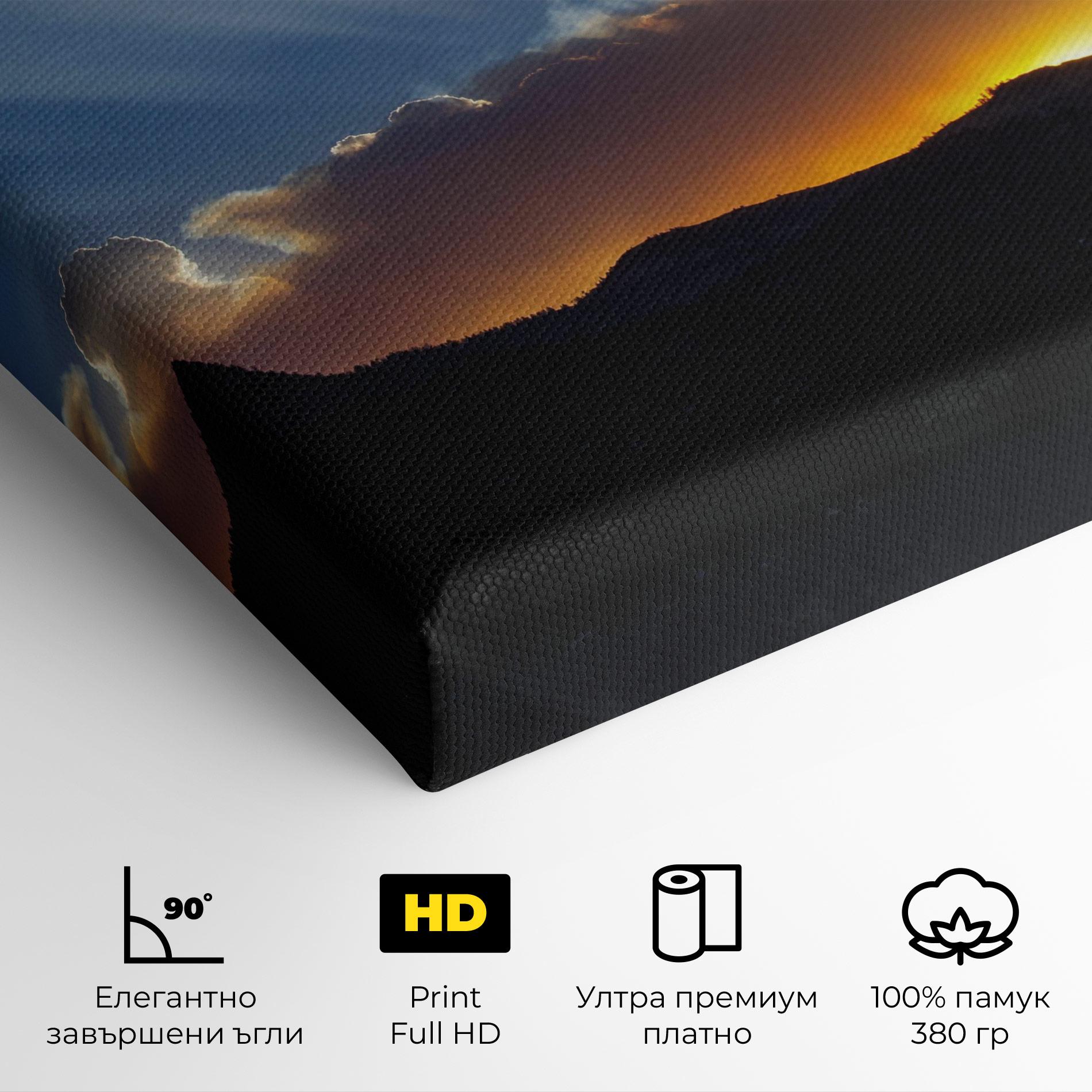 Картина на платно Mountain Silhouette Sunrise mockup 4
