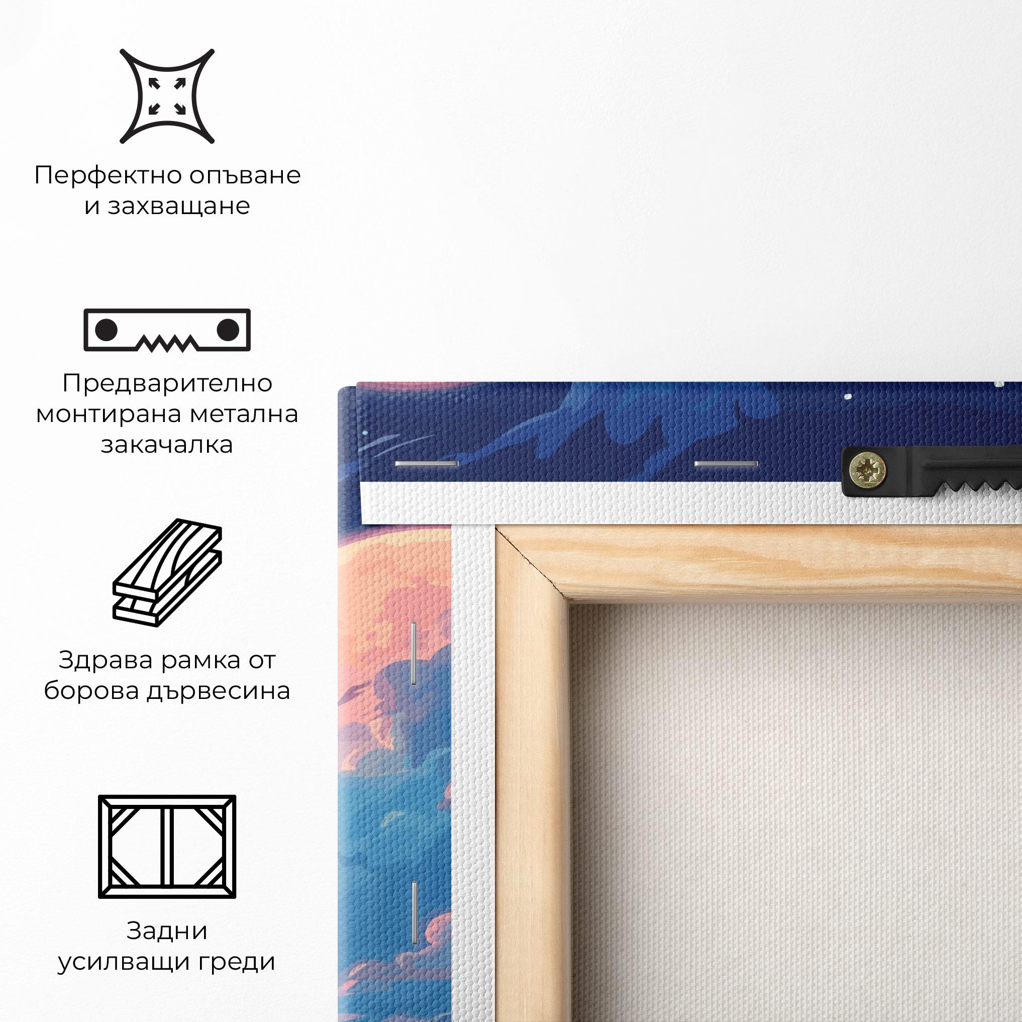 Картина на платно Blue Cloud Moon mockup 5