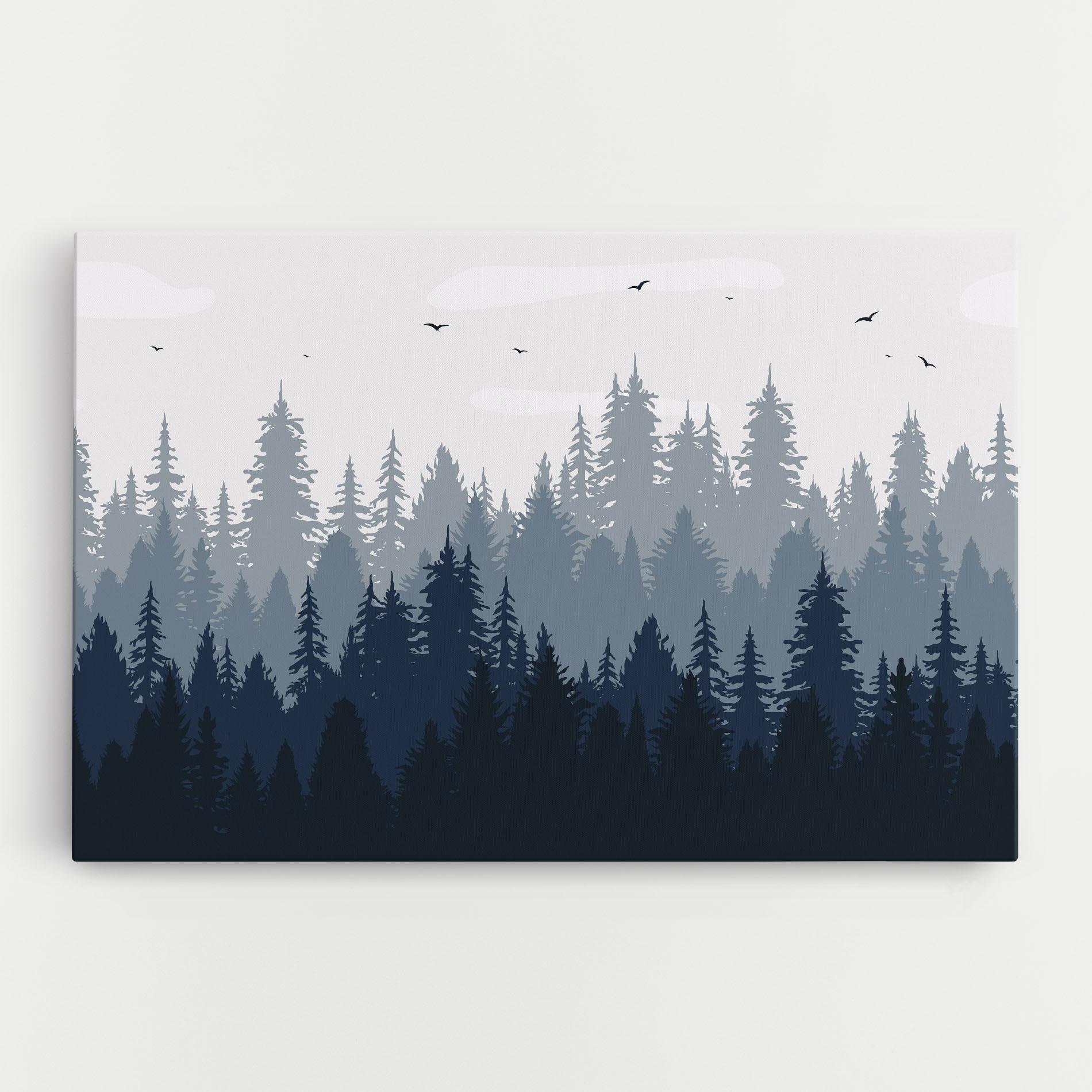 Картина на платно Foggy Blue Forest mockup 0