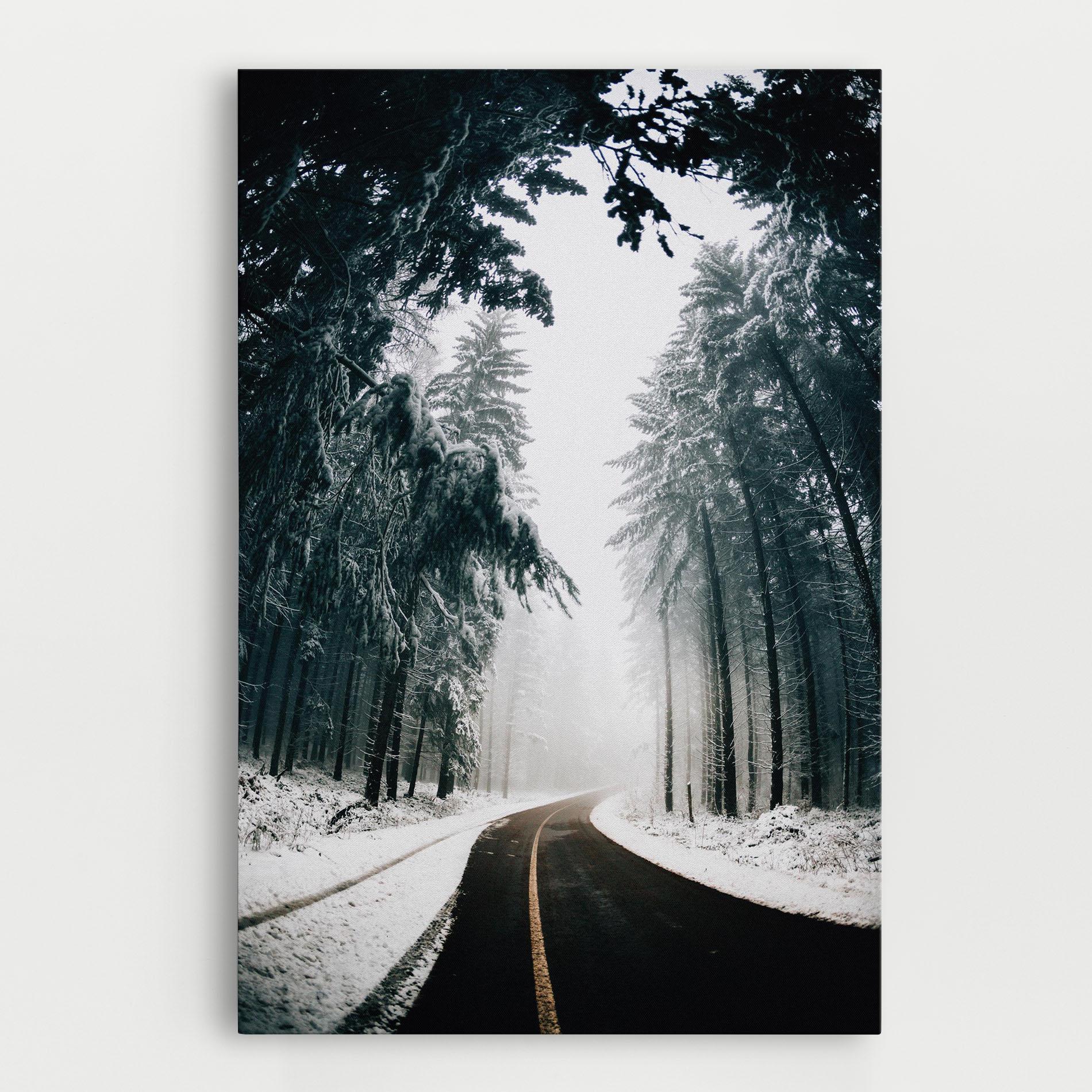 Картина на платно Snow Road Dorest mockup 0