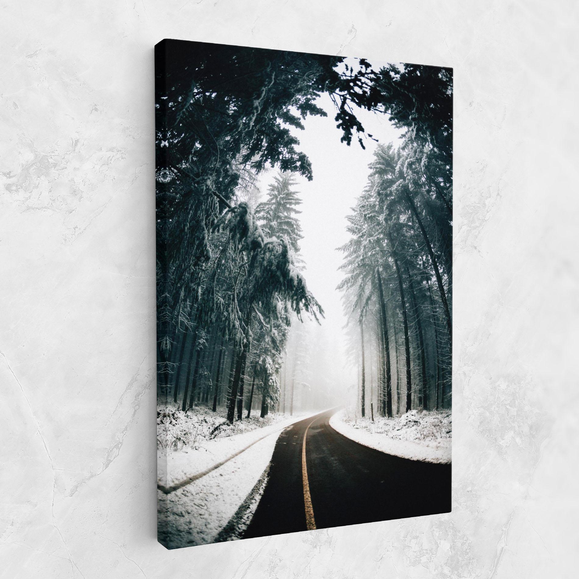 Картина на платно Snow Road Dorest mockup 1