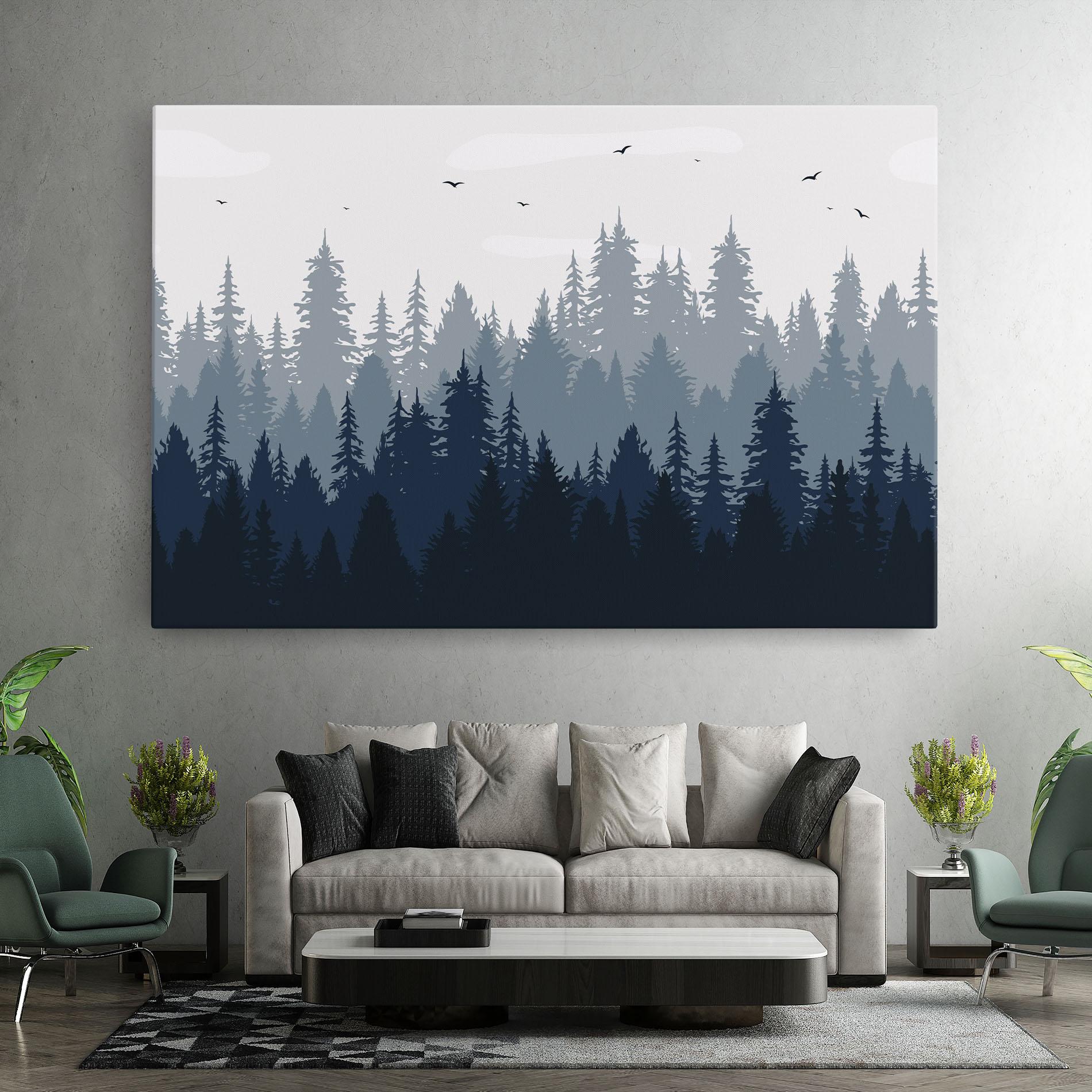 Картина на платно Foggy Blue Forest mockup 7