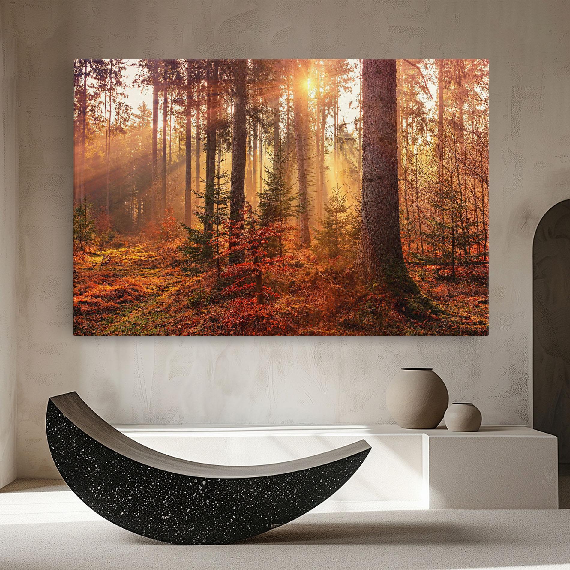 Картина на платно Orange Light Forest mockup 8