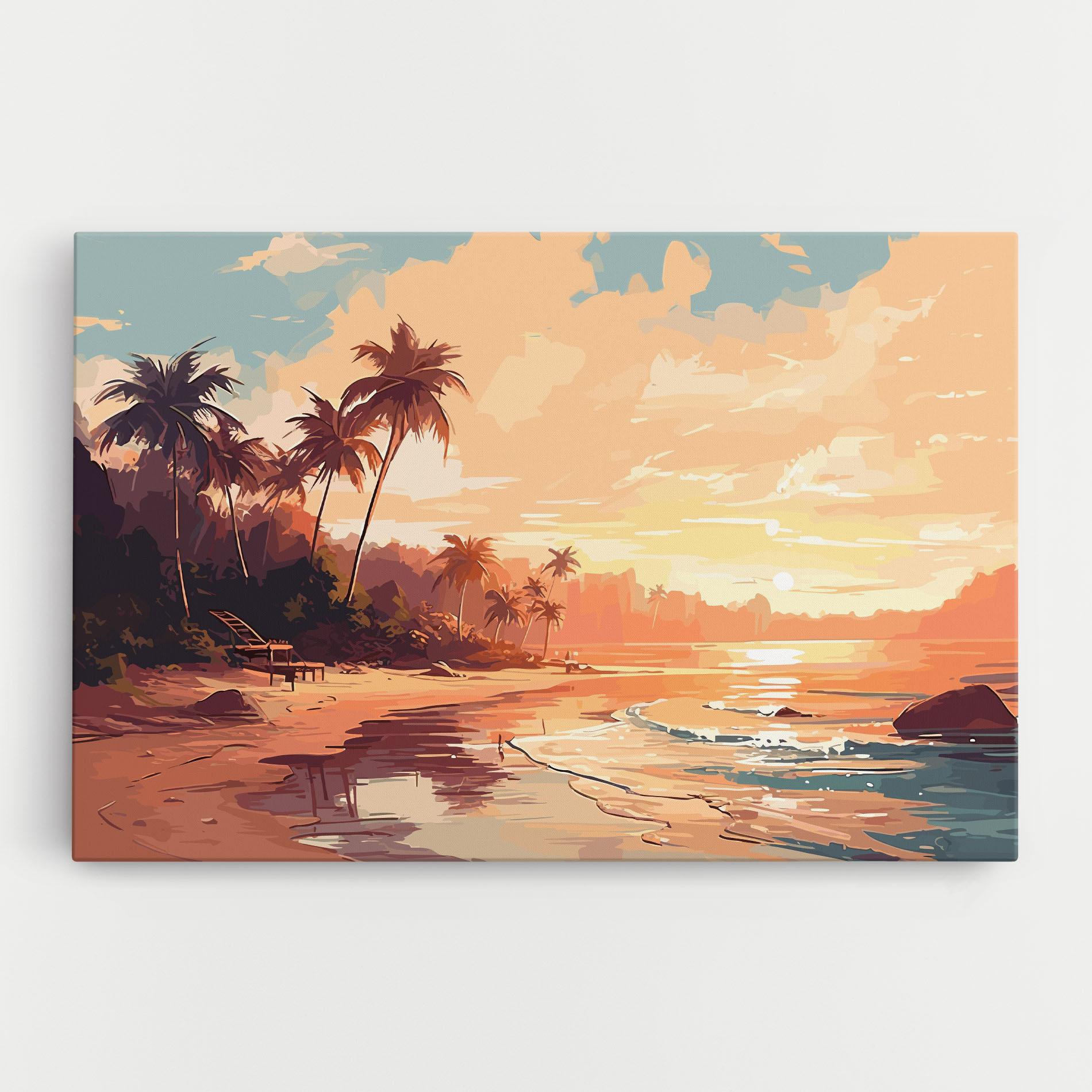 Картина на платно Blue Orange Beach mockup 0