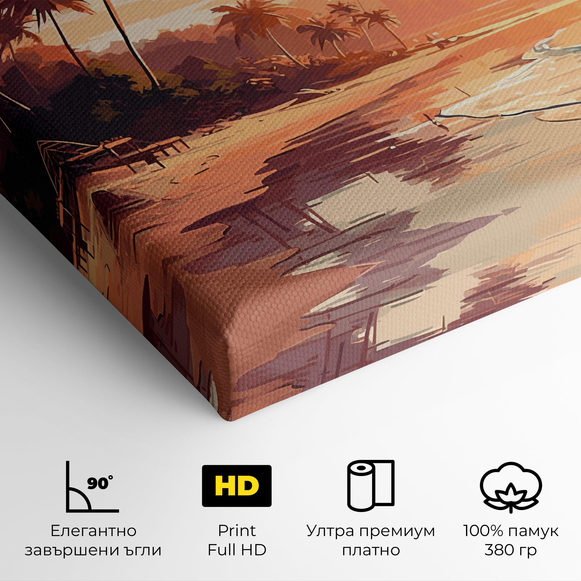 Картина на платно Blue Orange Beach mockup 4