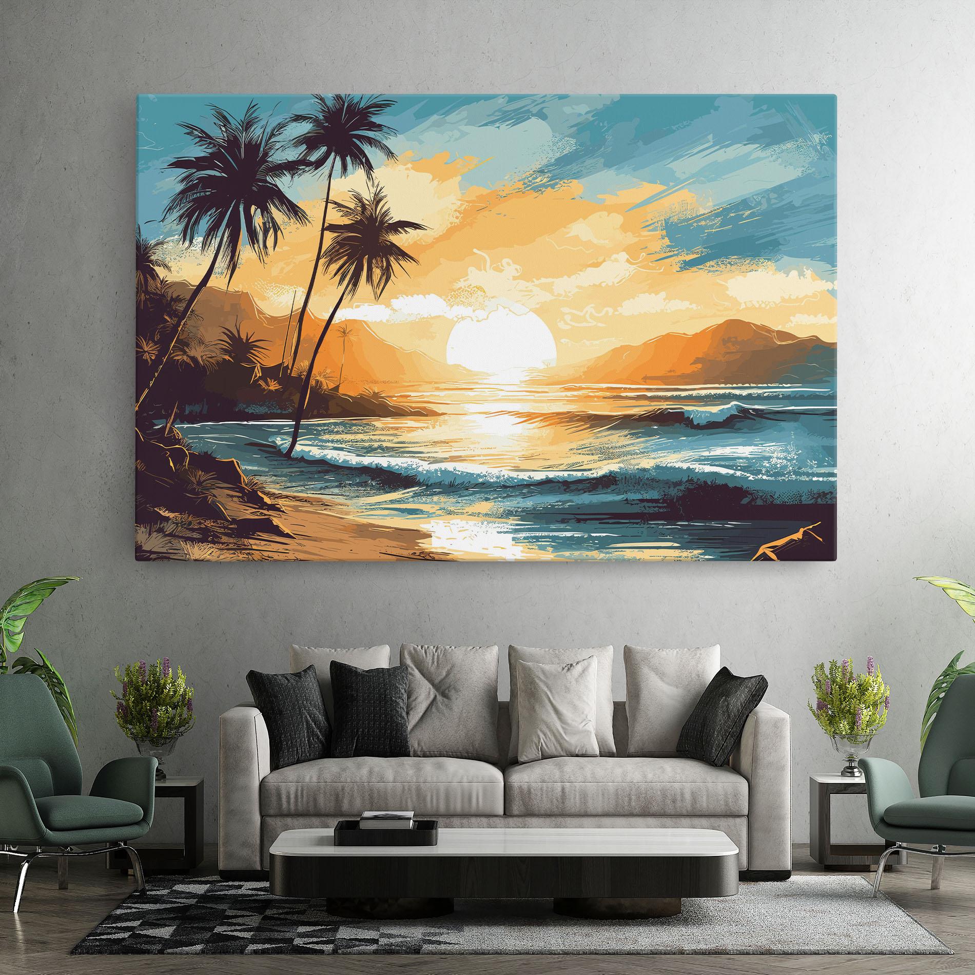 Картина на платно Sunrise Beach View mockup 7