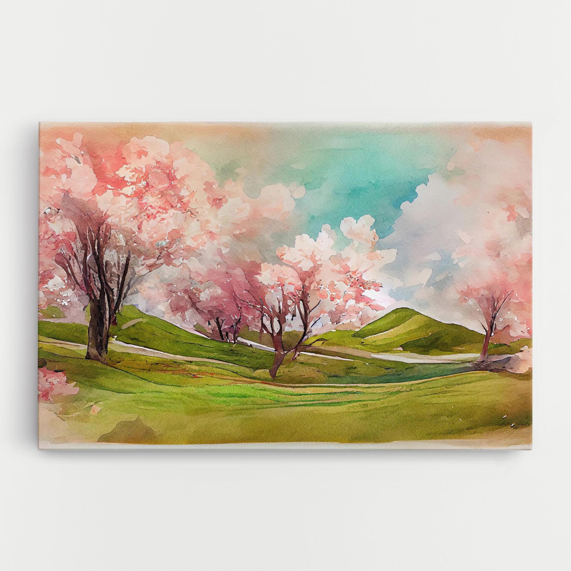 Картина на платно Spring Trees Painting mockup 0
