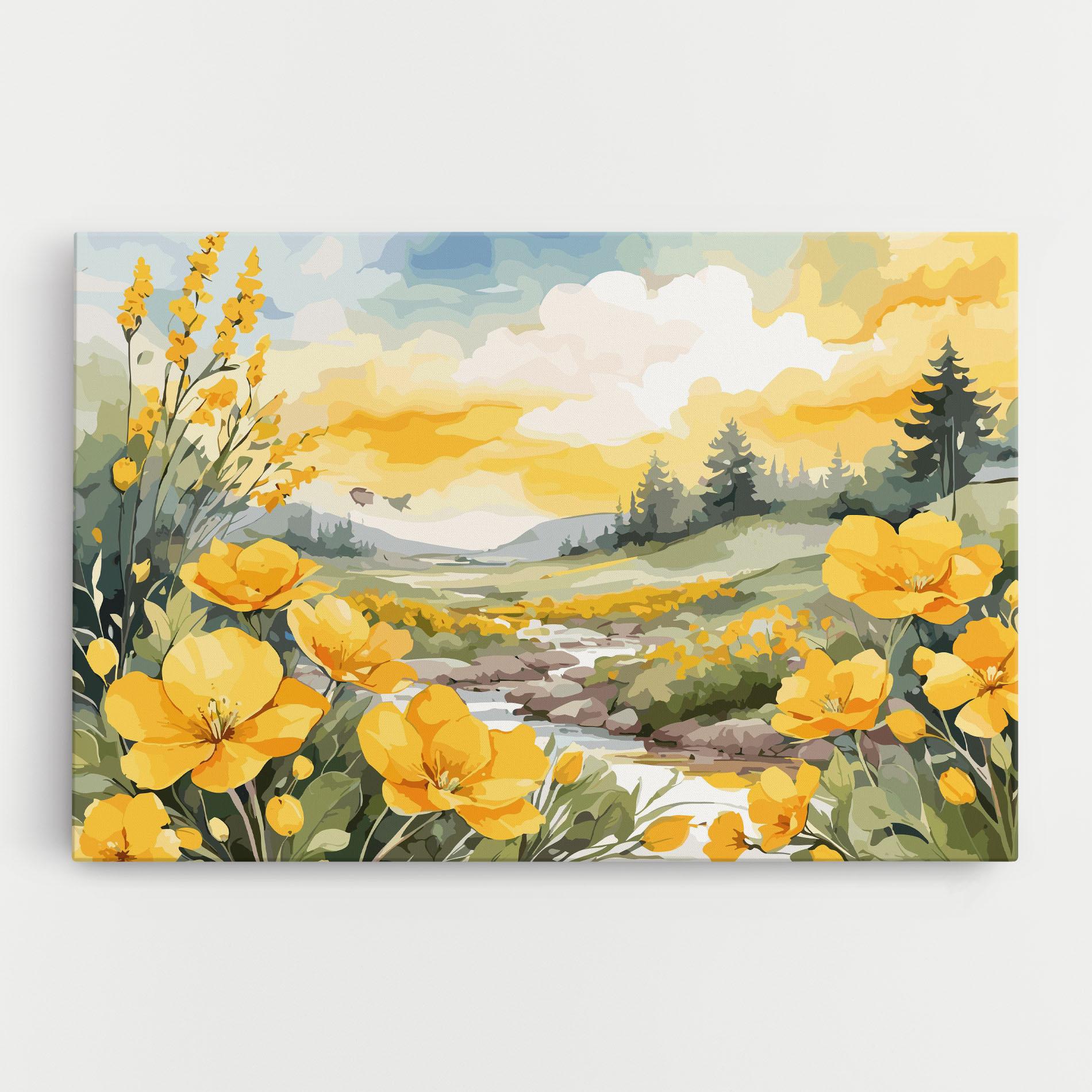 Картина на платно Yellow Spring Flower mockup 0