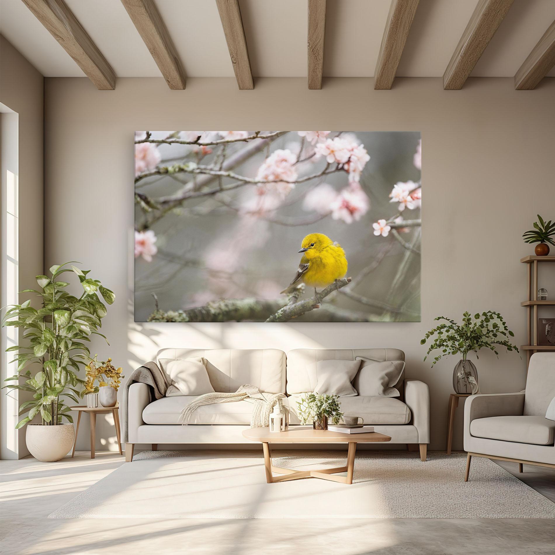 Картина на платно Pretty Spring Yellow Bird mockup 6