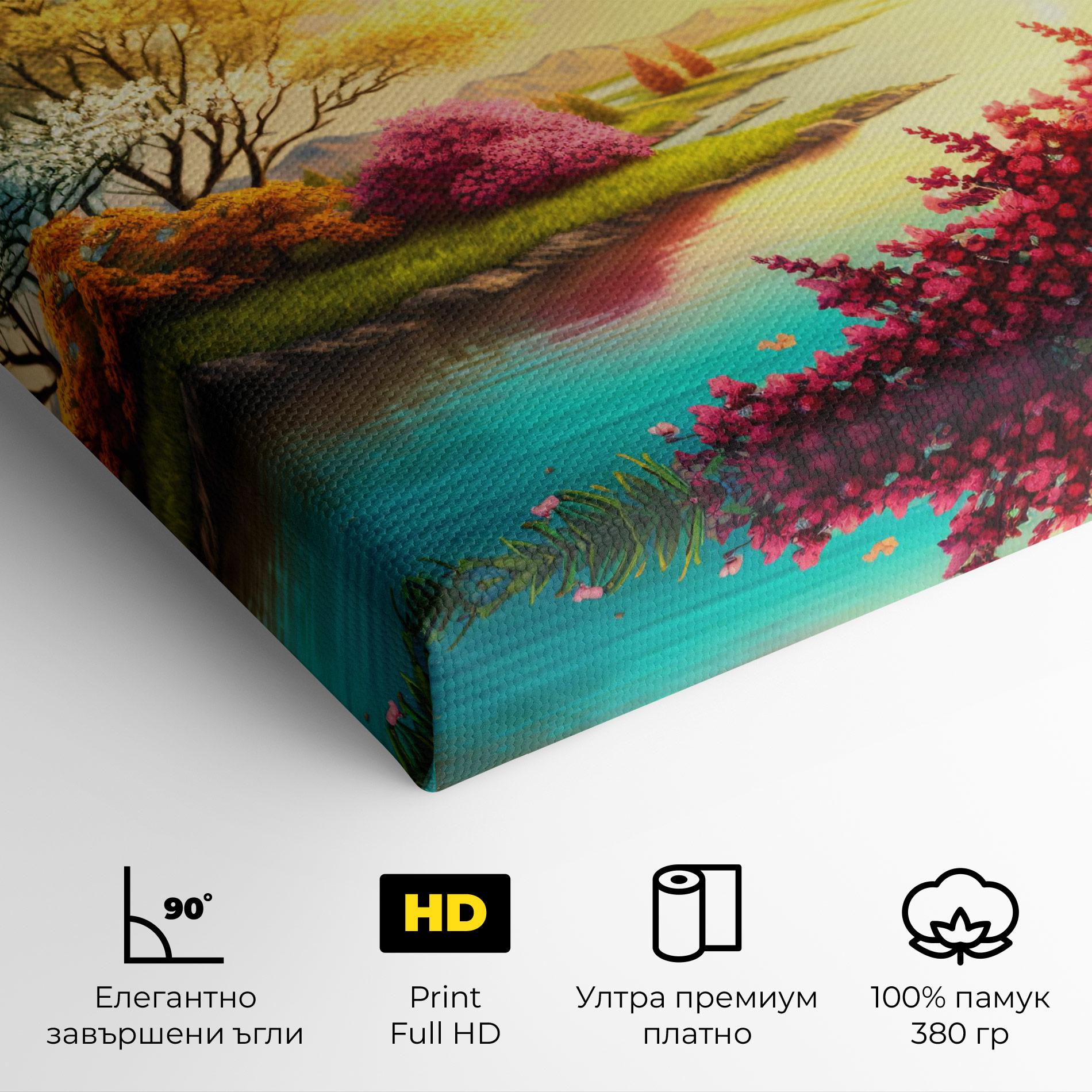 Картина на платно Pink Yellow Trees mockup 4