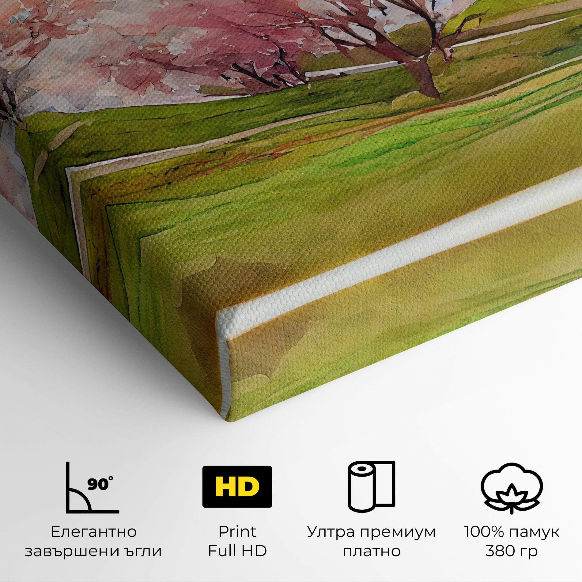Картина на платно Spring Trees Painting mockup 4