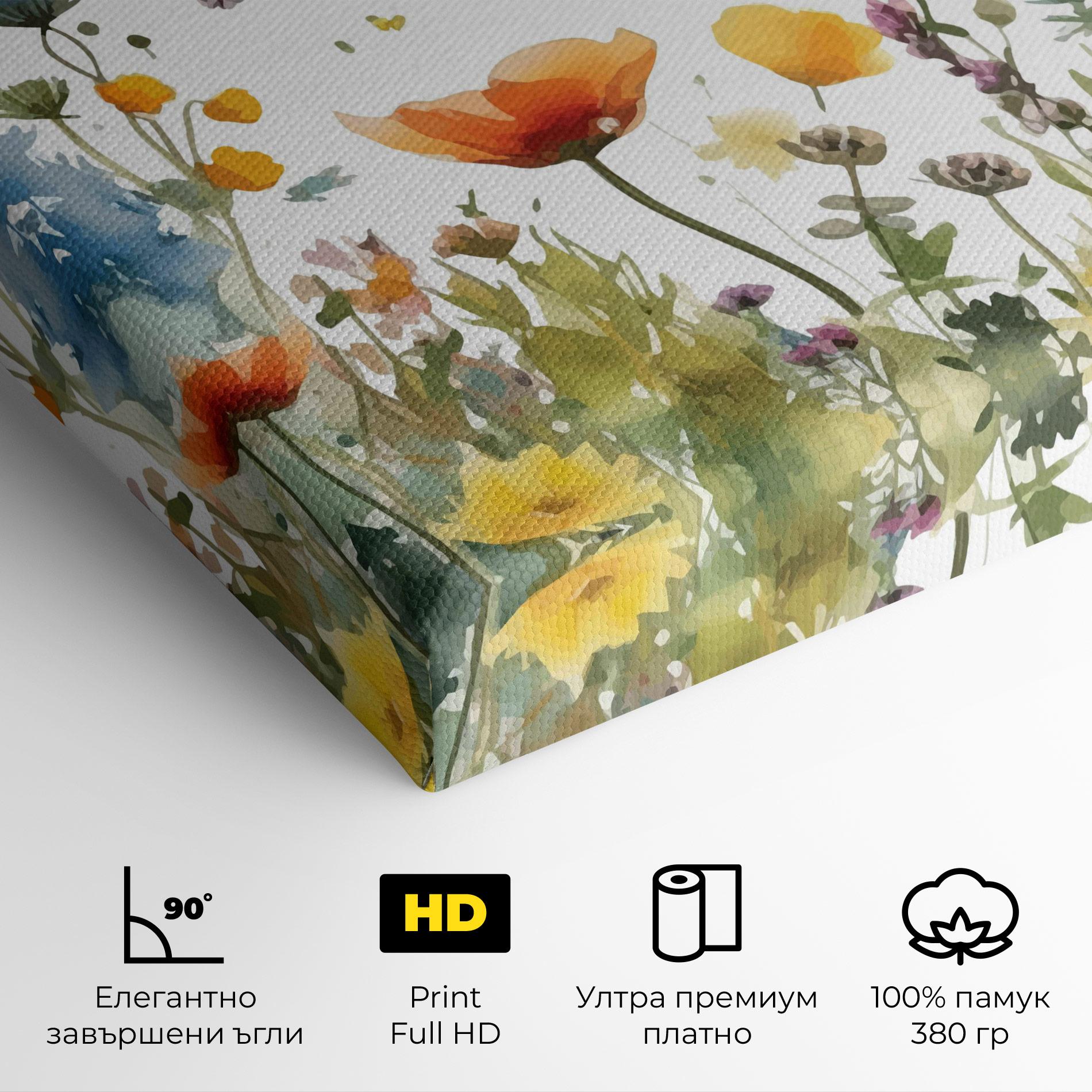 Картина на платно Watercolor Spring Flowers mockup 4