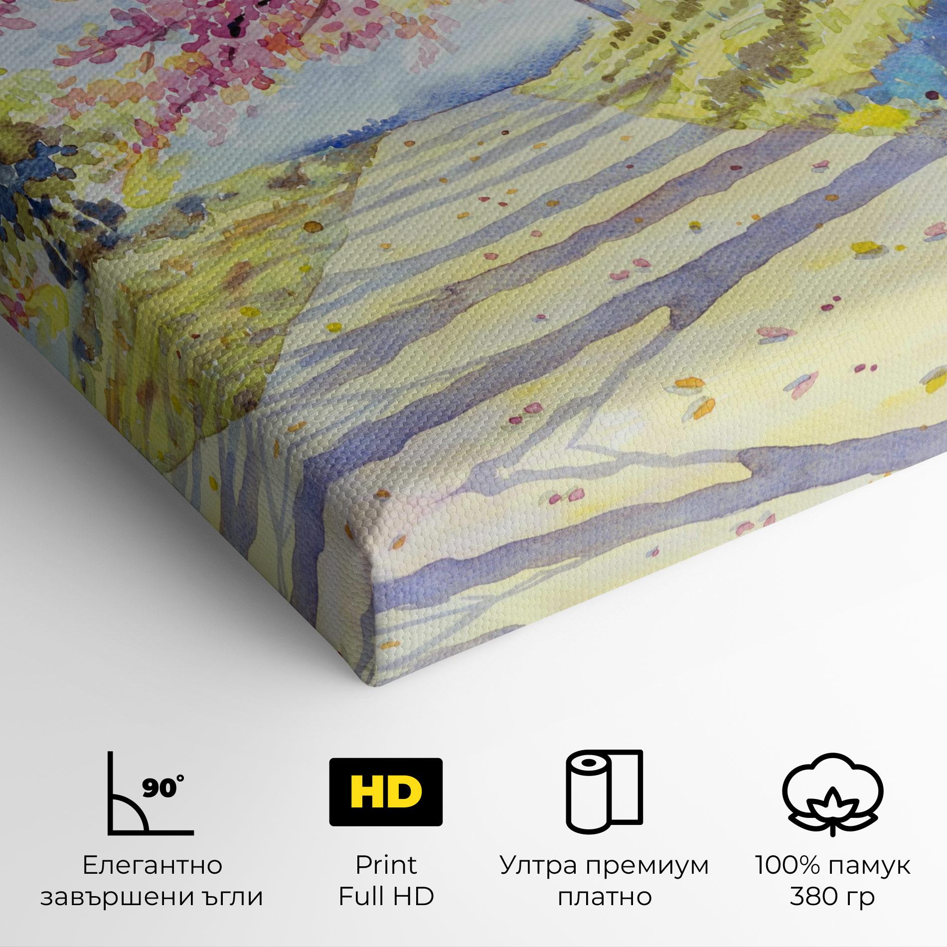 Картина на платно Watercolor Spring Landscape mockup 4