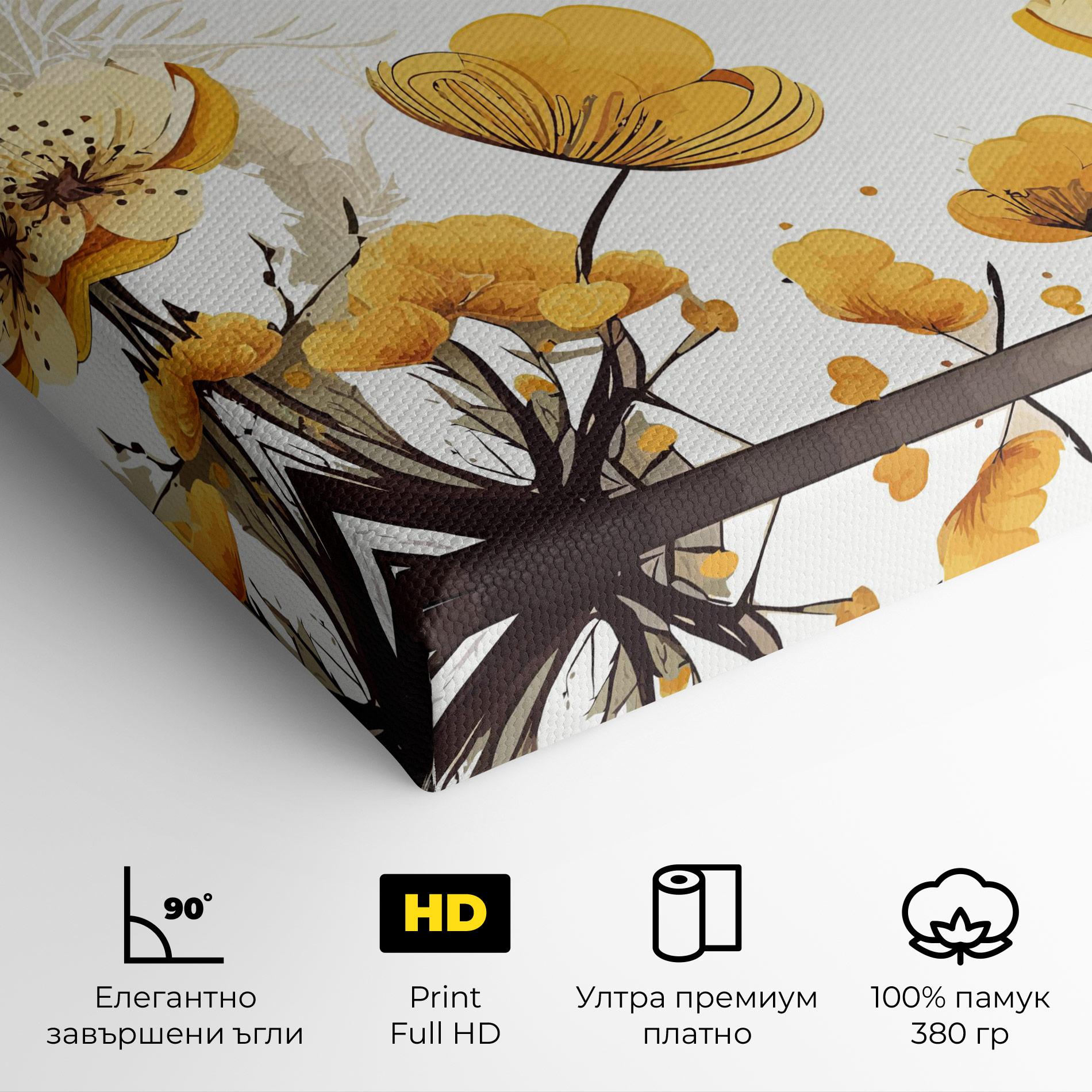 Картина на платно Yellow Circle Flowers mockup 4