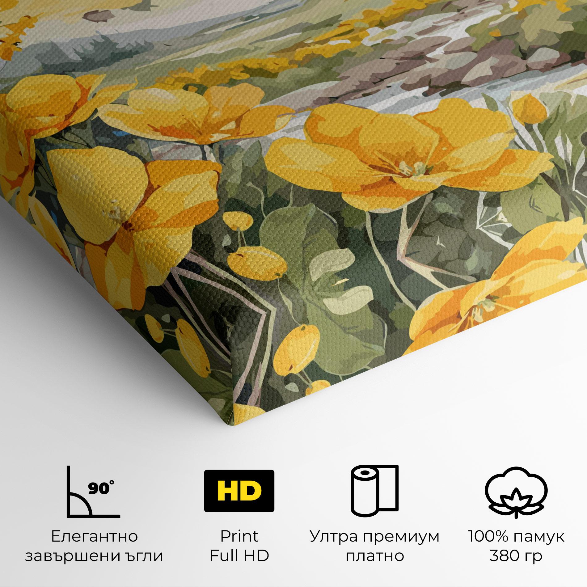 Картина на платно Yellow Spring Flower mockup 4