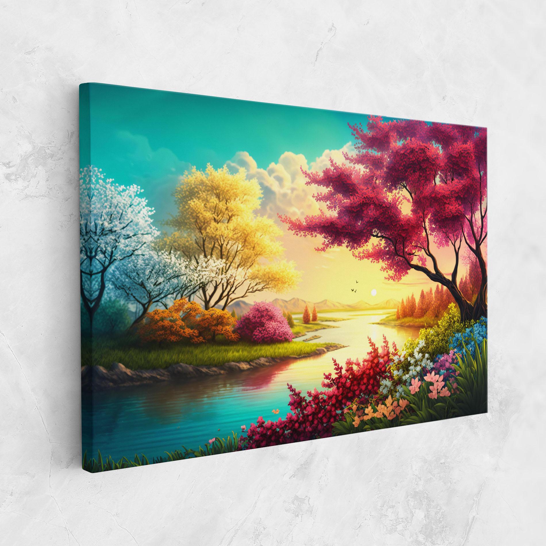 Картина на платно Pink Yellow Trees mockup 1
