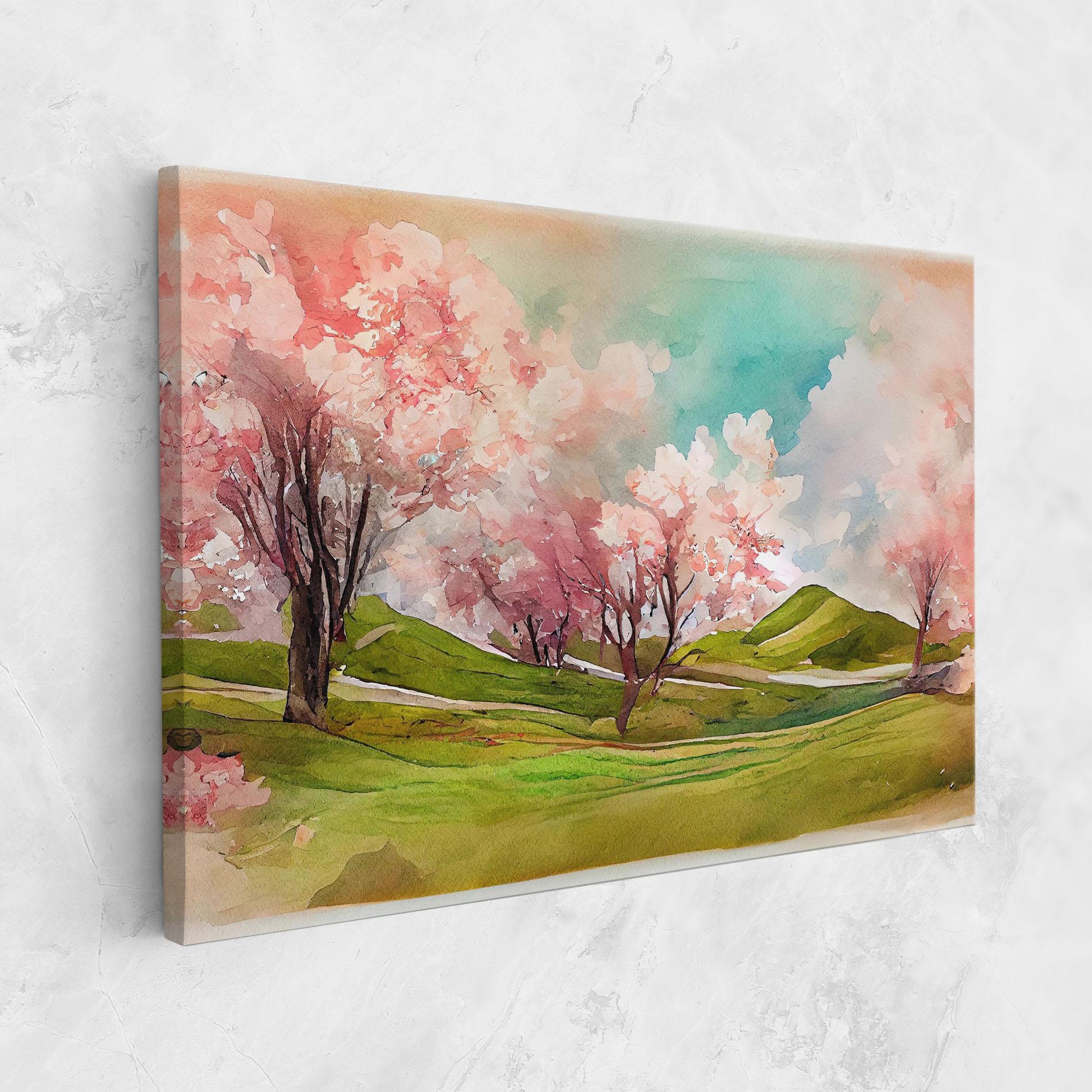 Картина на платно Spring Trees Painting mockup 1