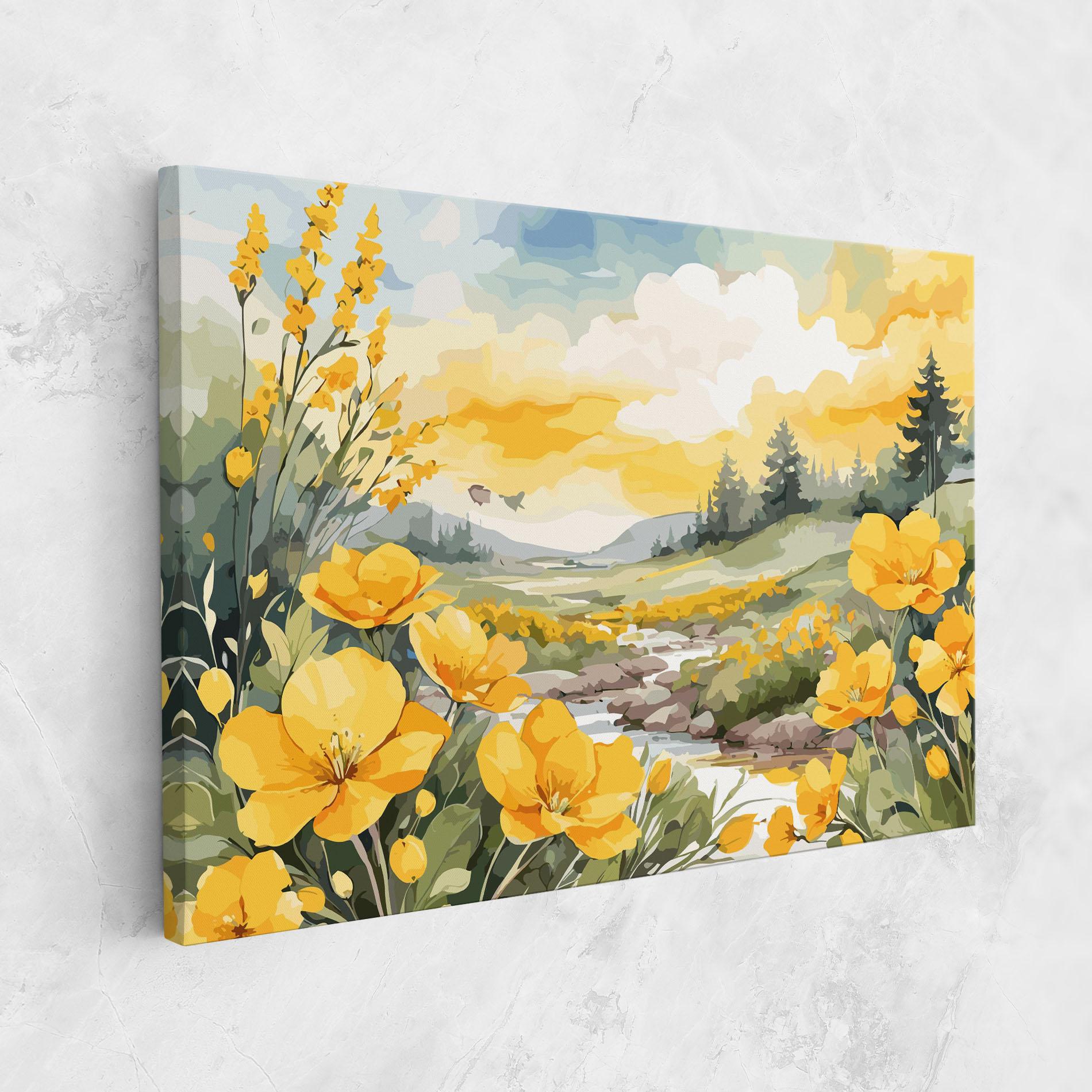 Картина на платно Yellow Spring Flower mockup 1