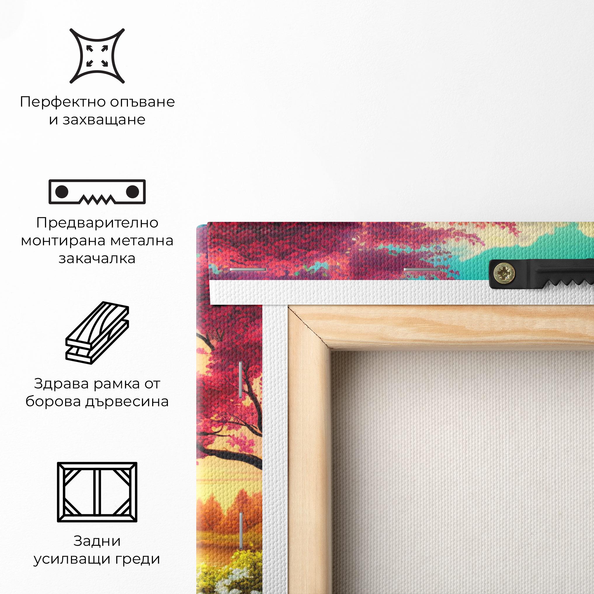 Картина на платно Pink Yellow Trees mockup 5